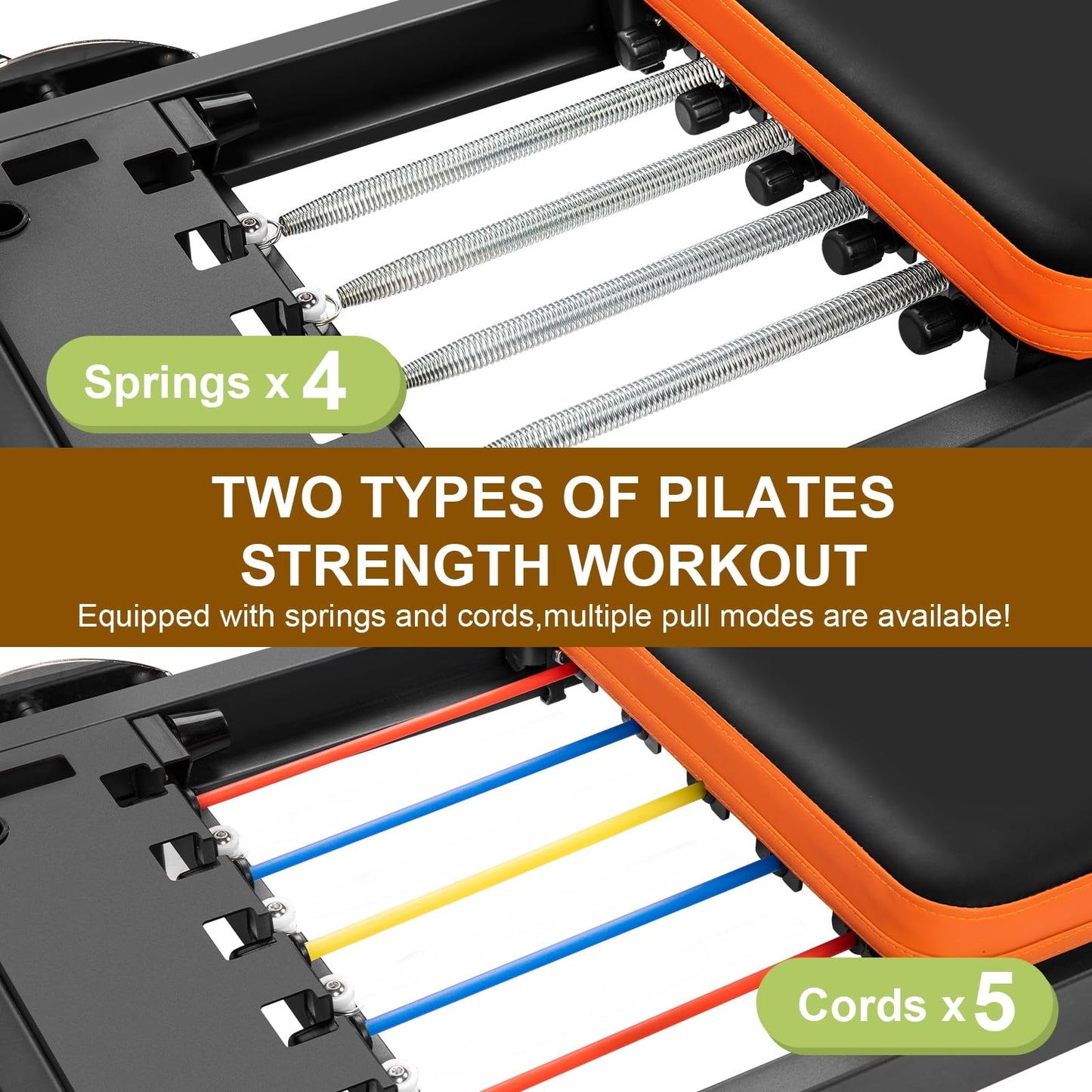 Pilates Reformer, Pilates Equipment for Home and Gym Workout, Foldable Pilates Reformer Machine (with Jump Board and Box), Suitable for Beginners and Advanced Users, up to 500 lbs