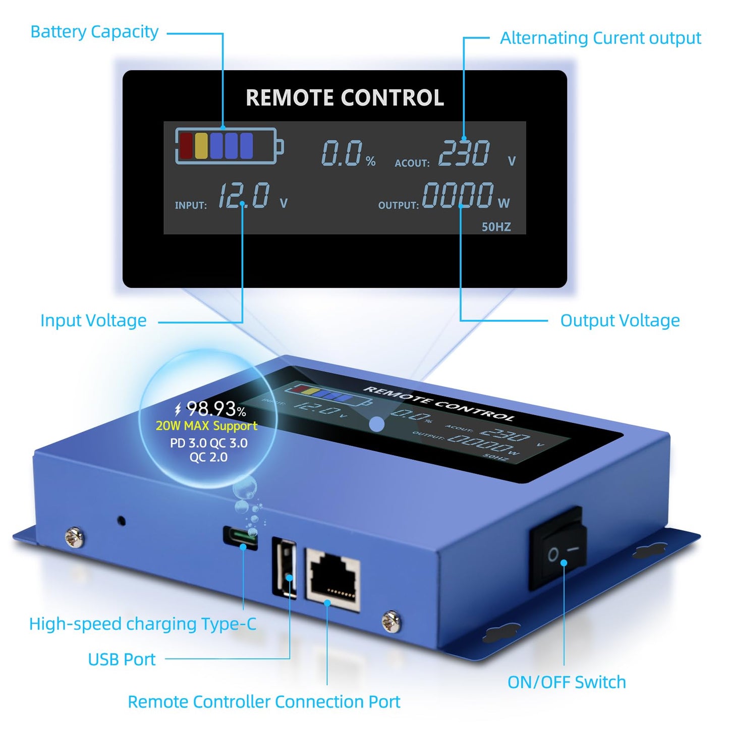LVYUAN 4000 Watt Heavy Duty 8000(Peak) Pure Sine Wave Power Inverter 24V DC to 110V 120V AC Converter with 4 sockets,LED Display,Remote Control and USB Port for Family,RV, Truck,Road Trip,Emergency