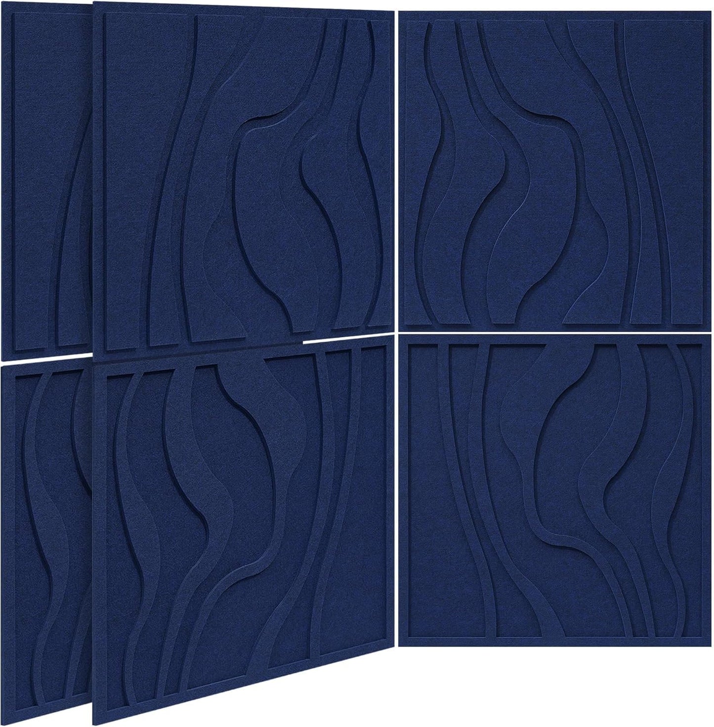 BUBOS Art Acoustic Wall Panels 6 Pack - 23.6"x23.6" Self-Adhesive Sound Proof Panels, Decorative Sound Absorbing Panels for OFffice, Home Theater & Studio Recording Equipment, Navy Blue