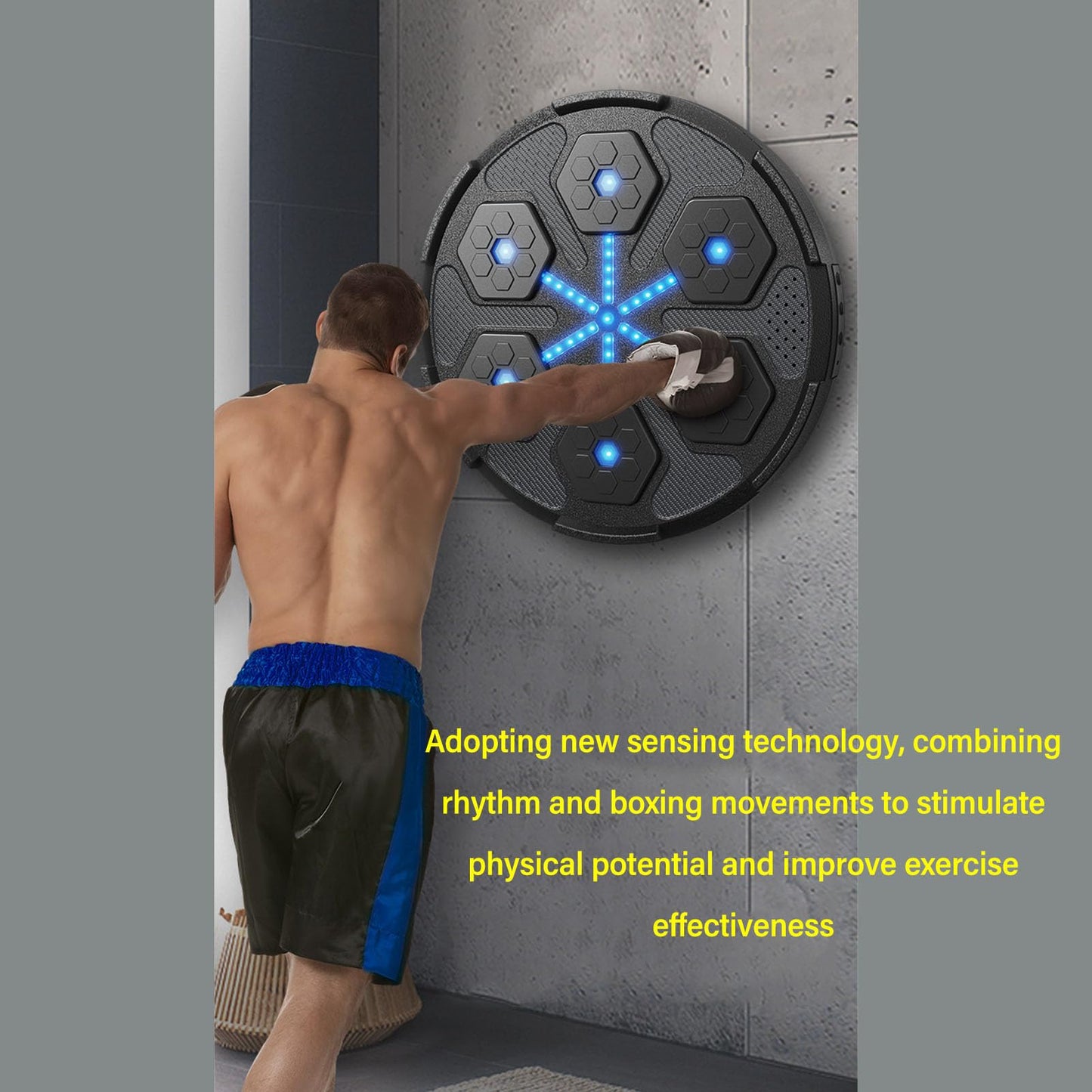 Alomejor Music Boxing Machine Interactive 7 Speeds Soft Cushion BT Music Boxing Trainer Workout Equipment for Improved Time
