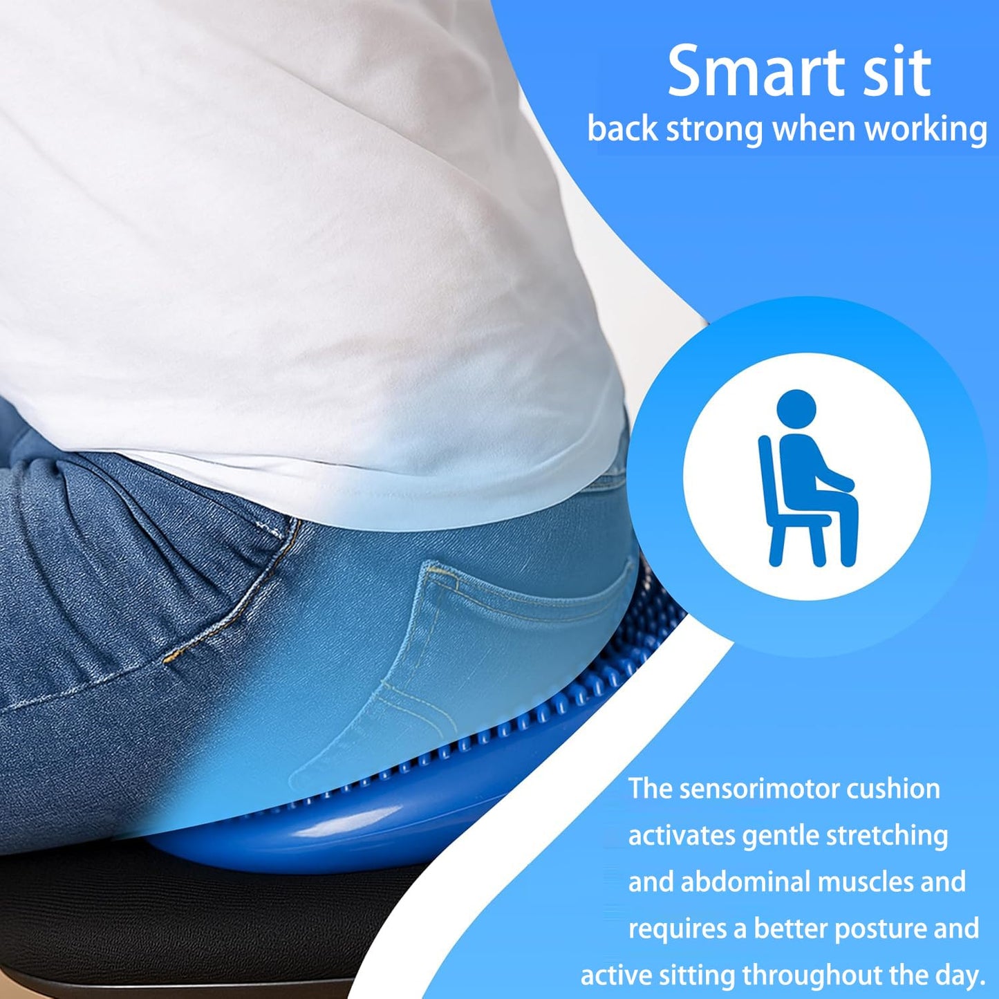 Wobble Cushion Balance Disc, Wiggle Seat for Sensory Kids, Non-slip Balance Disc with Inflation Pump for Adults Core Strength, Posture Improvement