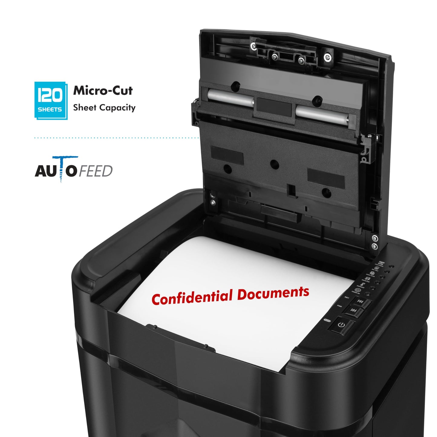 Aurora High Security 120-Sheet Auto Feed Micro-Cut Paper and Credit Card Shredder with 5 Gallon Pullout Basket / 60 Minutes/Security Level P-5