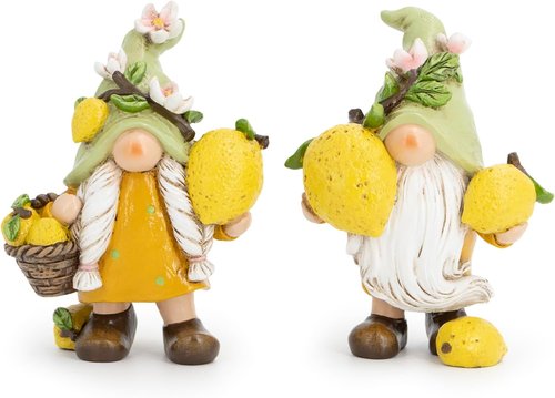 Hodao Lemon Gnome Figurines Set of 2 - Adorable Yellow Home Decor for Summer | Perfect for Kitchen & Living Room