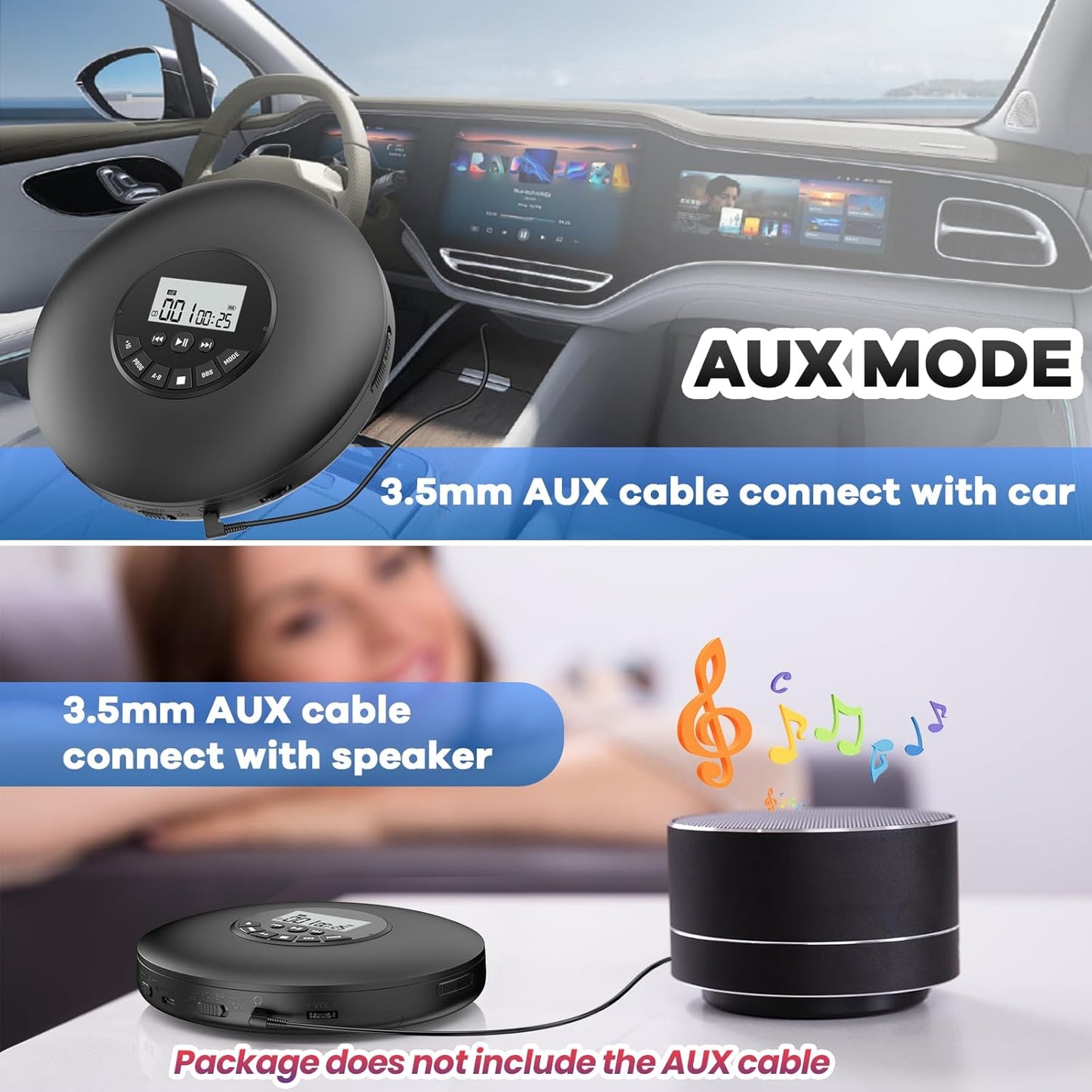 Arafuna Discman Programmable Portable CD Player-Compact CD Player-Personal Music Player with CD-R & CD-RW Playback