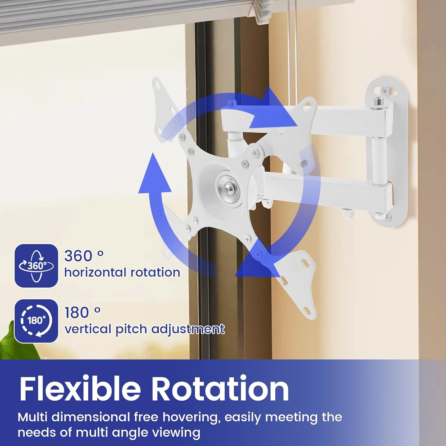 LZVXTYM 14-32 Inch TV Wall Bracket, Full Motion Tilt Rotation Adjustable Wall Mounting TV Stand Extension, Swivel Heavy