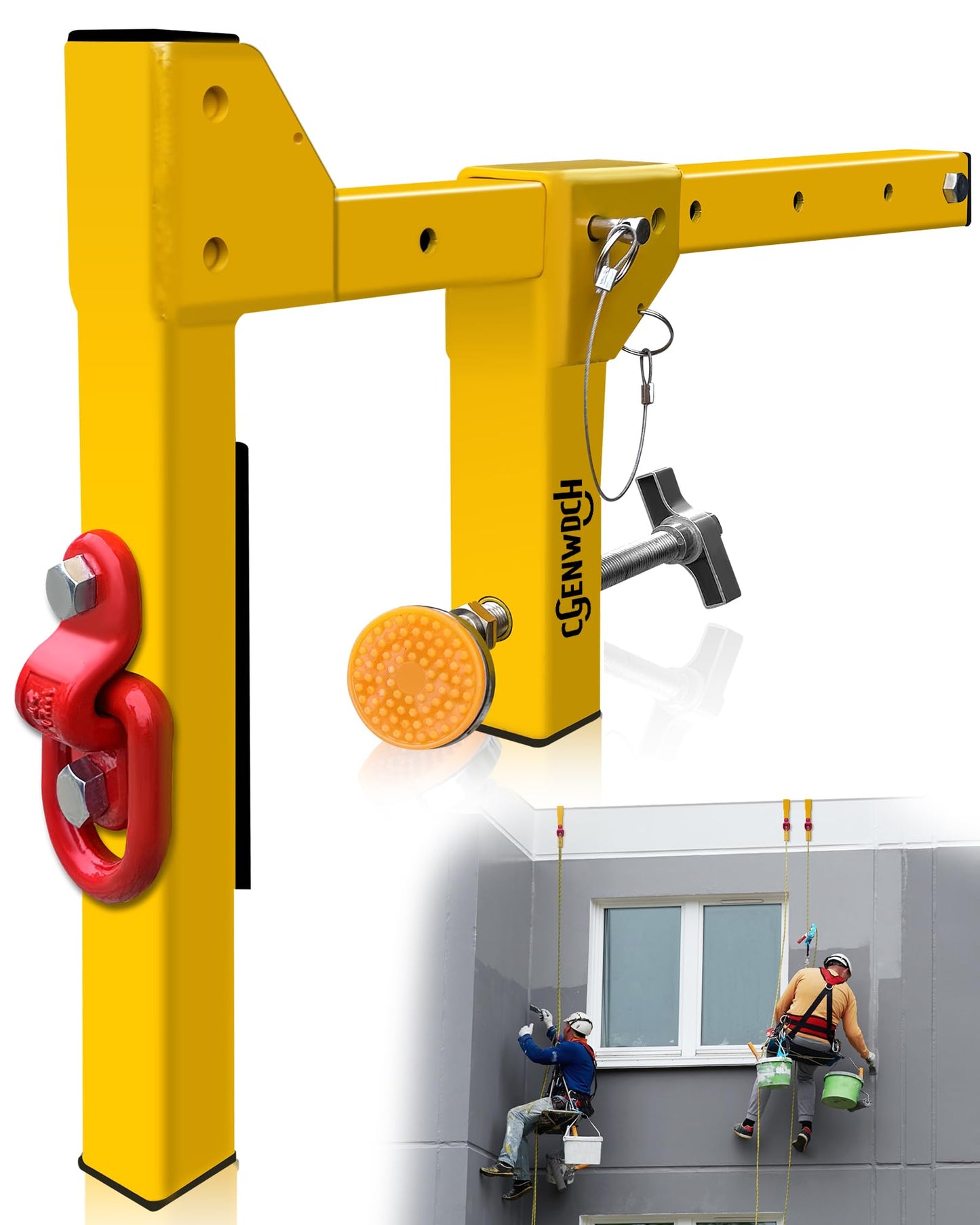 Parapet Adjustable Non-Penetrating Anchor, Reusable Parapet Anchor Clamp for Temporary Fall Arrest Anchorage, Fit Parapet Walls Up to 15" Thick, Lightweight Portable and High Strength