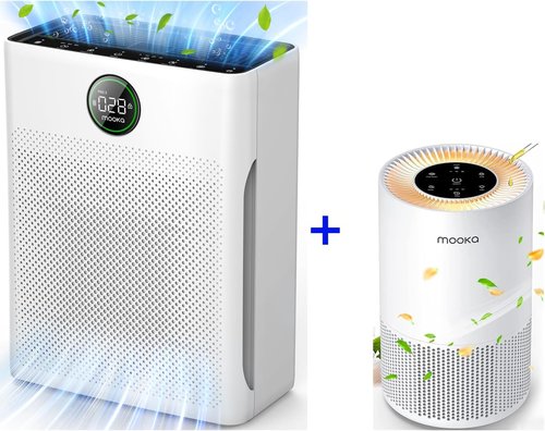 MOOKA H13 True HEPA Air Purifier - 2 Pack for Large Rooms | Ideal for Pets, Dust, and Odors