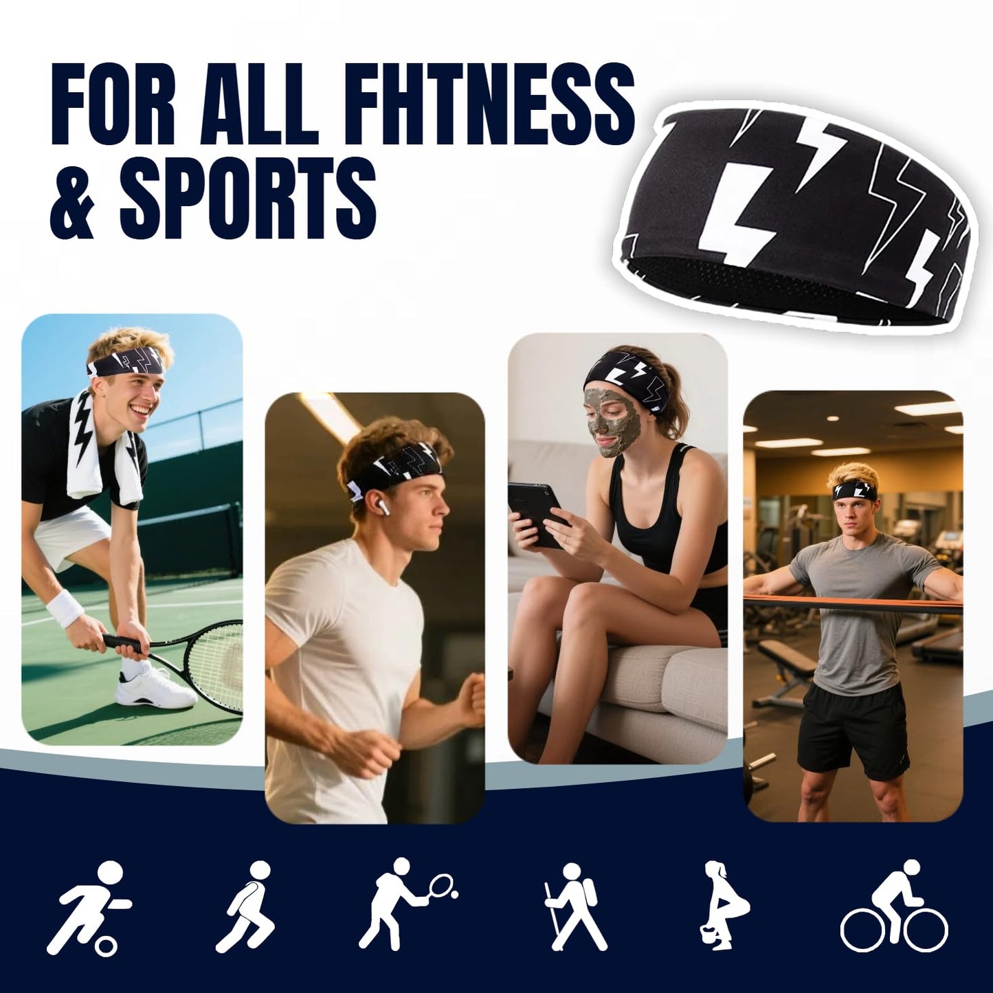 Sweat Band,Hair Bands,Moisture Wicking Workout Headband, Sweatband Headbands for Running,Cycling,Football,Yoga,Fitness Workout Unisex Quick-Dry Sweatband.