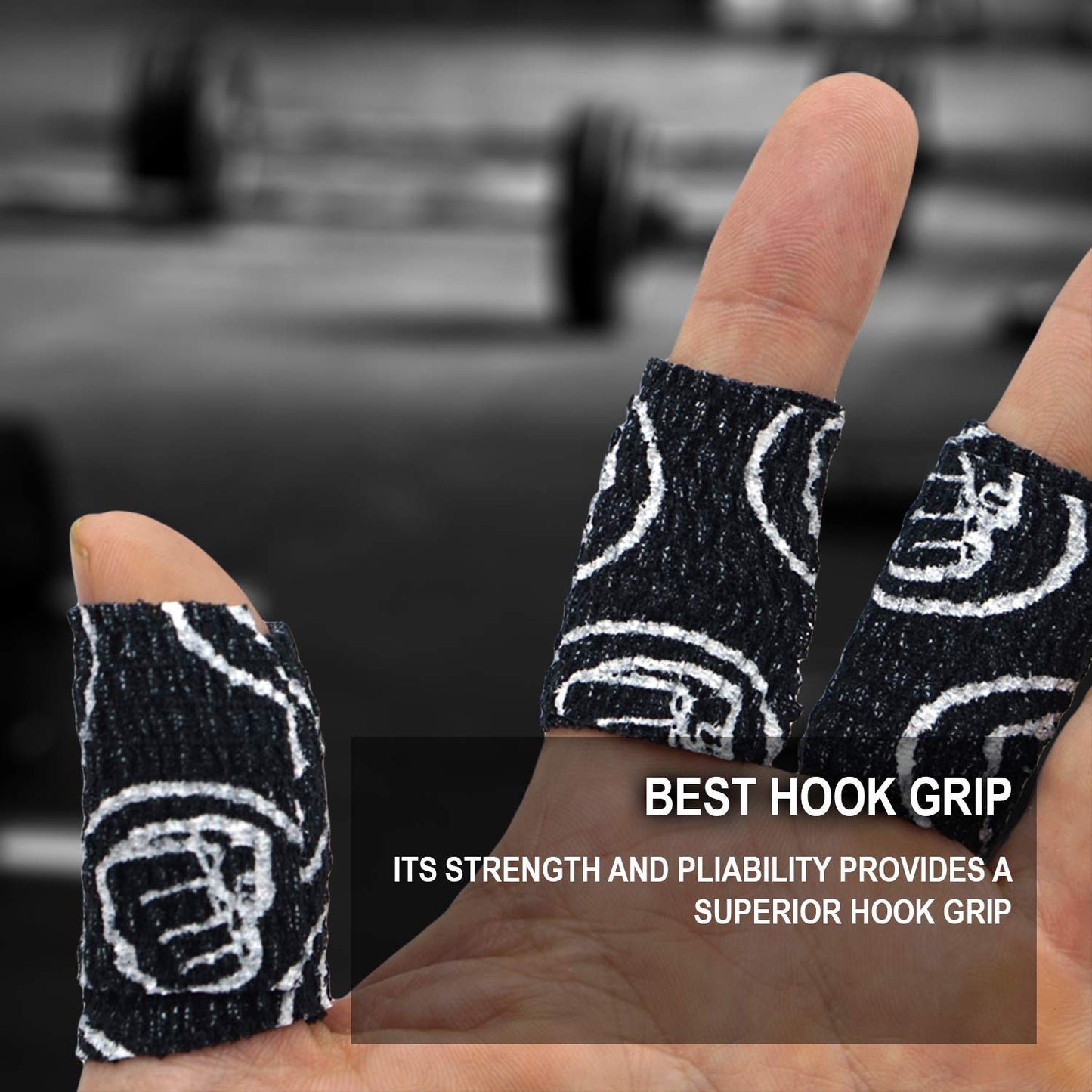 WOD Nation Hook Grip Athletic Tape - for Weightlifting Grips & Gym Sessions - Sweat-Proof Workout Tape - Versatile Weightlifting Accessories - Pack of 3, 23 ft, Black