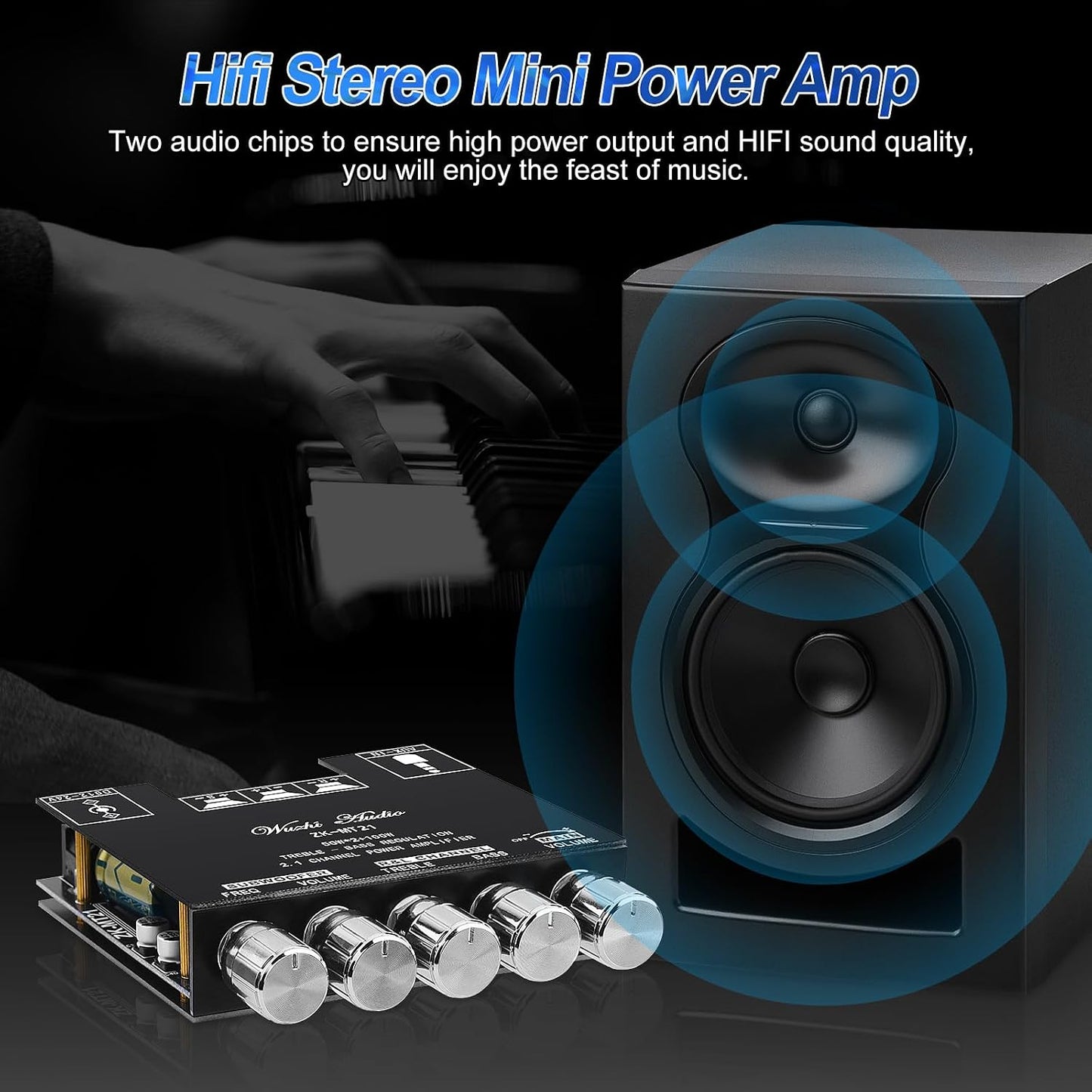 5.0 ZK-MT21 2.1 50W 2 +100W (20-100W, 4-8), 12-24V, Bluetooth Audio Amplifier Board, Channel X Mini Subwoofer Power Amp