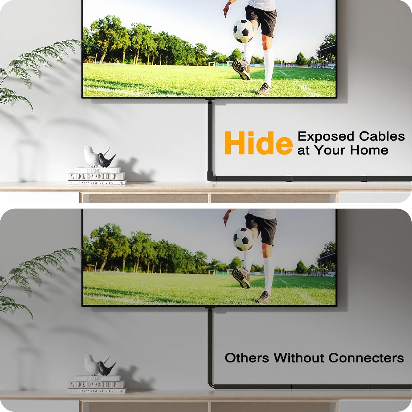 Delamu 157in 10XL15.7 W0.95 H0.55in, Cable Hider, Cord Hider Wall for Wall Mounted TV, Wire Hider Kit, Paintable Cable