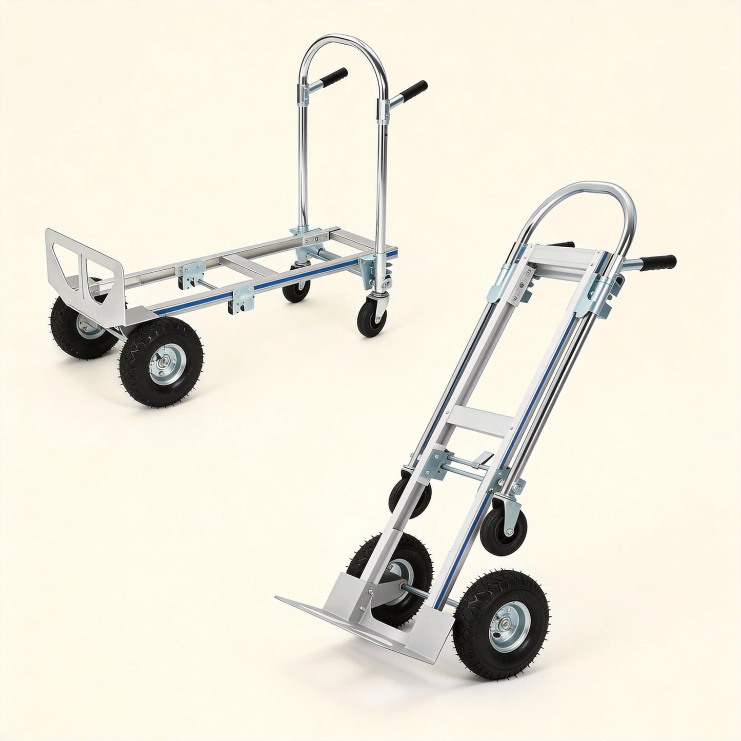 700LB Heavy Duty Hand Truck, 2 in 1 Aluminum Folding Carts with 10" Wheels, Collapsible Cart for Transport and Moving in Warehouse, Supermarket, Garden
