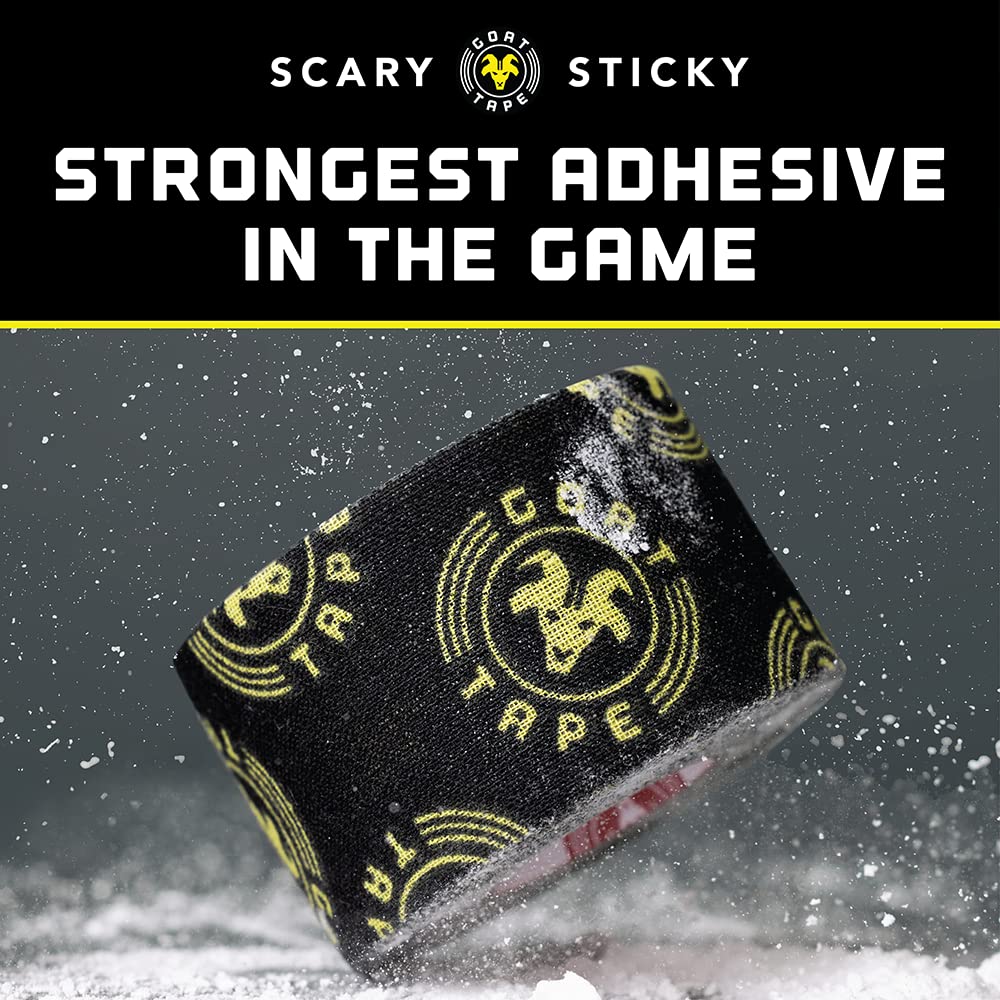 Scary Sticky Premium Athletic Tape, Ultra-Sticky Thumb, Finger & Wrist Tape for Weightlifting, Hook Grip & Cross Workout, Cotton, Latex-Free, 10 Yards, Black & Yellow, 1 Roll
