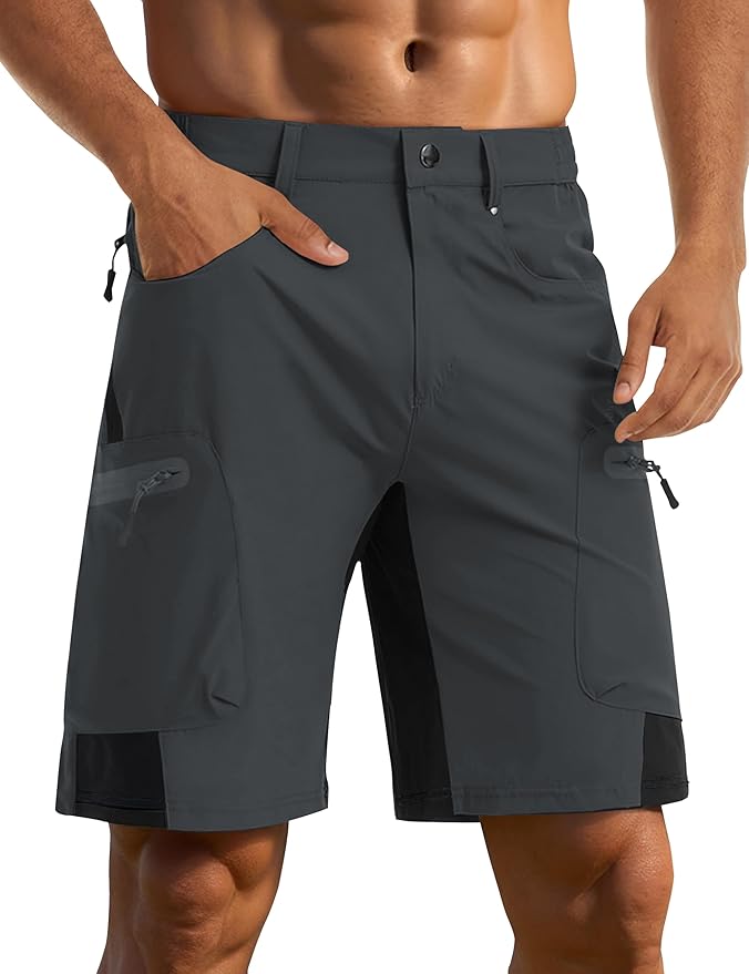 CRYSULLY Men's Hiking Cargo Shorts Outdoor Summer Lightweight Quick Dry Casual Shorts with 5 Pocket