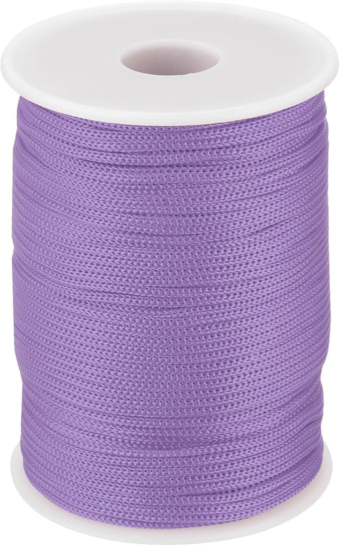 MECCANIXITY 1/12 Inch Polypropylene Rope Braided Ropes, 328ft Nylon Rope Hollow Utility Cord for Clothesline, Camping, Hiking, Outdoor, Light Purple