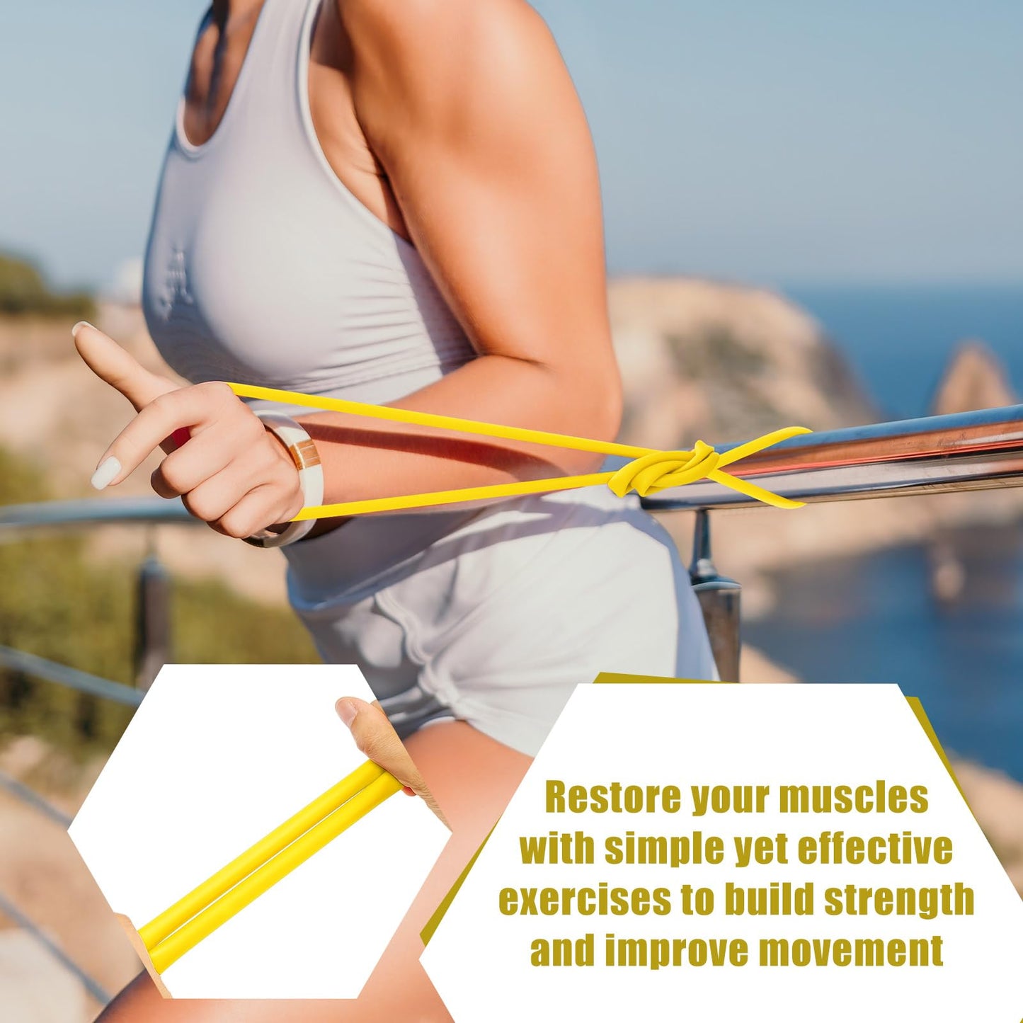 Wesnoy 1 Roll Resistance Tubes Exercise Tubing 50ft Exercise Bands Tubing for Therapy, Lower Pilates, Home Workouts, Rehab Core(Yellow,Beginner Level 2)