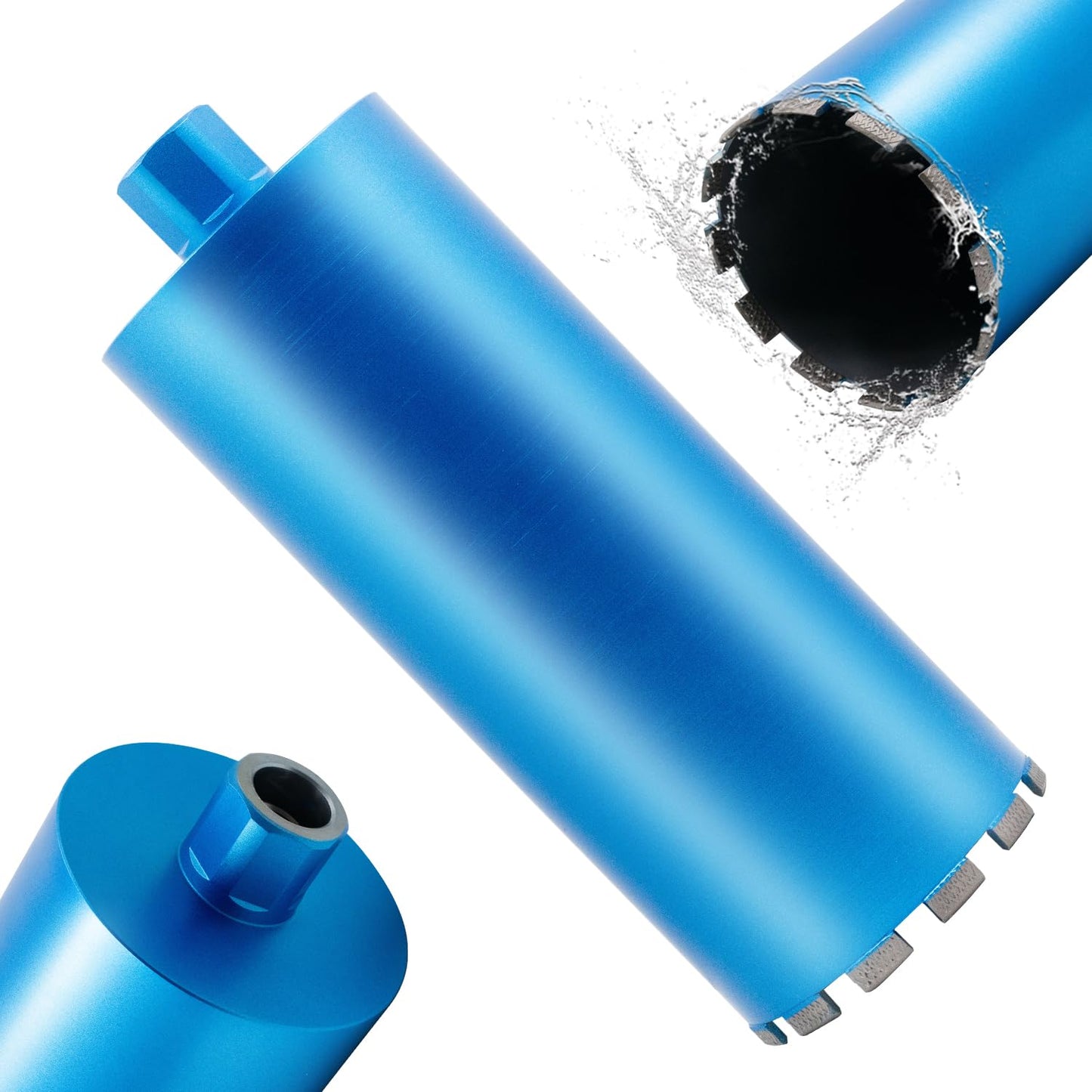 HBKEEN 8" Wet Diamond Core Drill Bits for Concrete with Rebar, Brick, Block, Masonry, 15" Drilling Depth, 1-1/4-7" Thread, Laser-Welded Segments for Construction & DIY Home Renovation