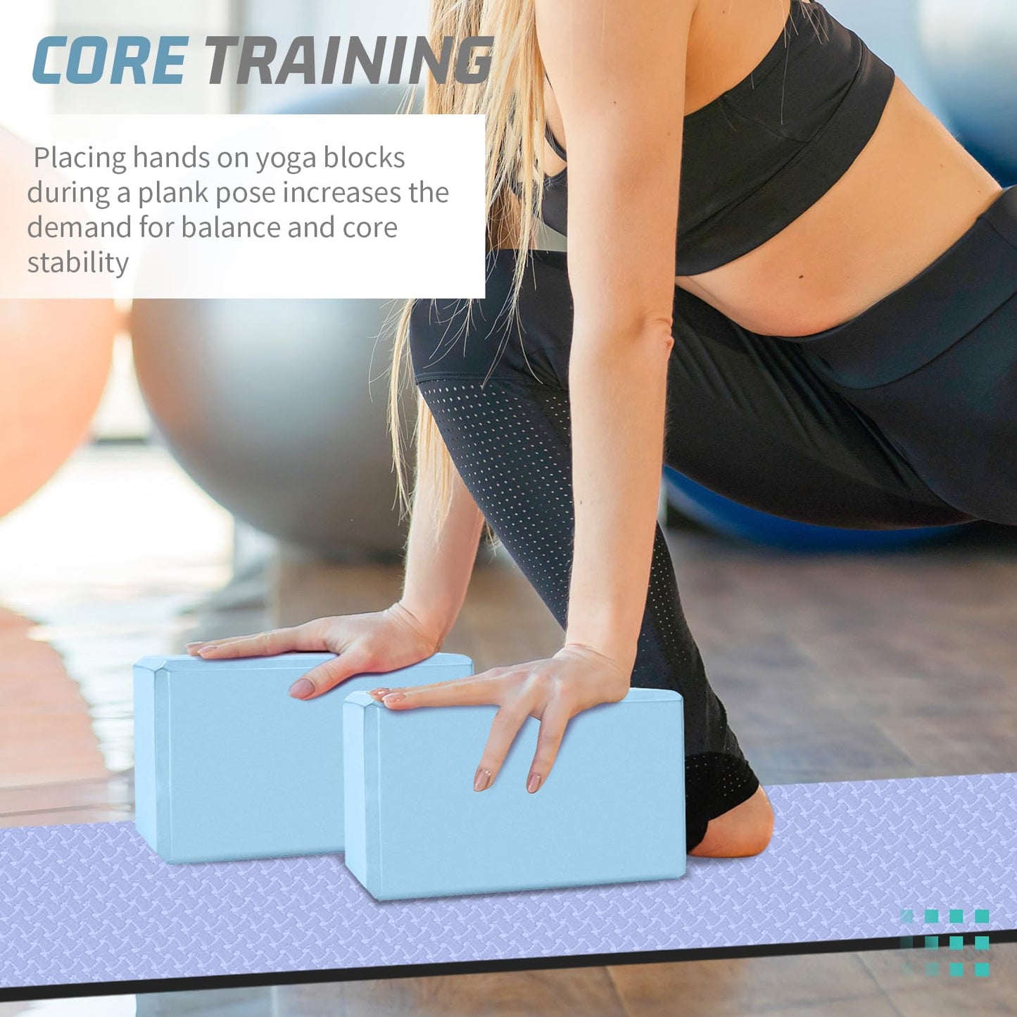 Yoga Blocks 2 Pack 3x6x9IN Foam Block Supportive Latex-Free with Beveled Edges, Non-Slip Exercise Blocks for Pilates, Meditation, Balance, Stretching and Deep Poses(Sky Blue)