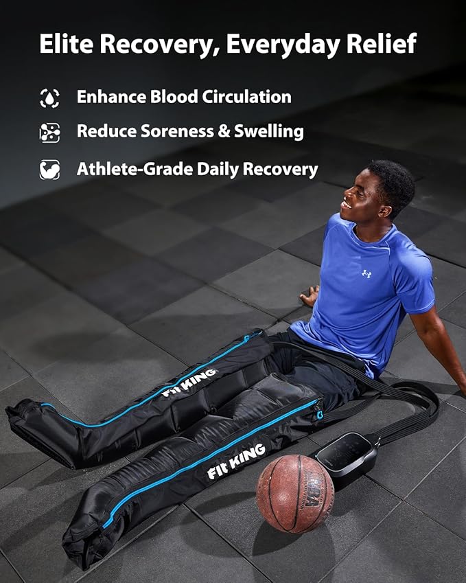 FIT KING Upgraded Leg Massager Recovery Boots, Professional Air Compression Recovery System for Circulation & Fast Athlete Recovery, Cordless Rechargeable Compression Boots (Large)