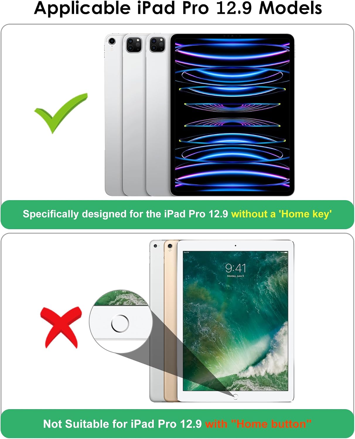 DTTO 12.9 6th 5th 4th 3rd 2022/2021/2020/2018, for iPad Pro / / / Generation Case Premium Leather Folio Stand Cover