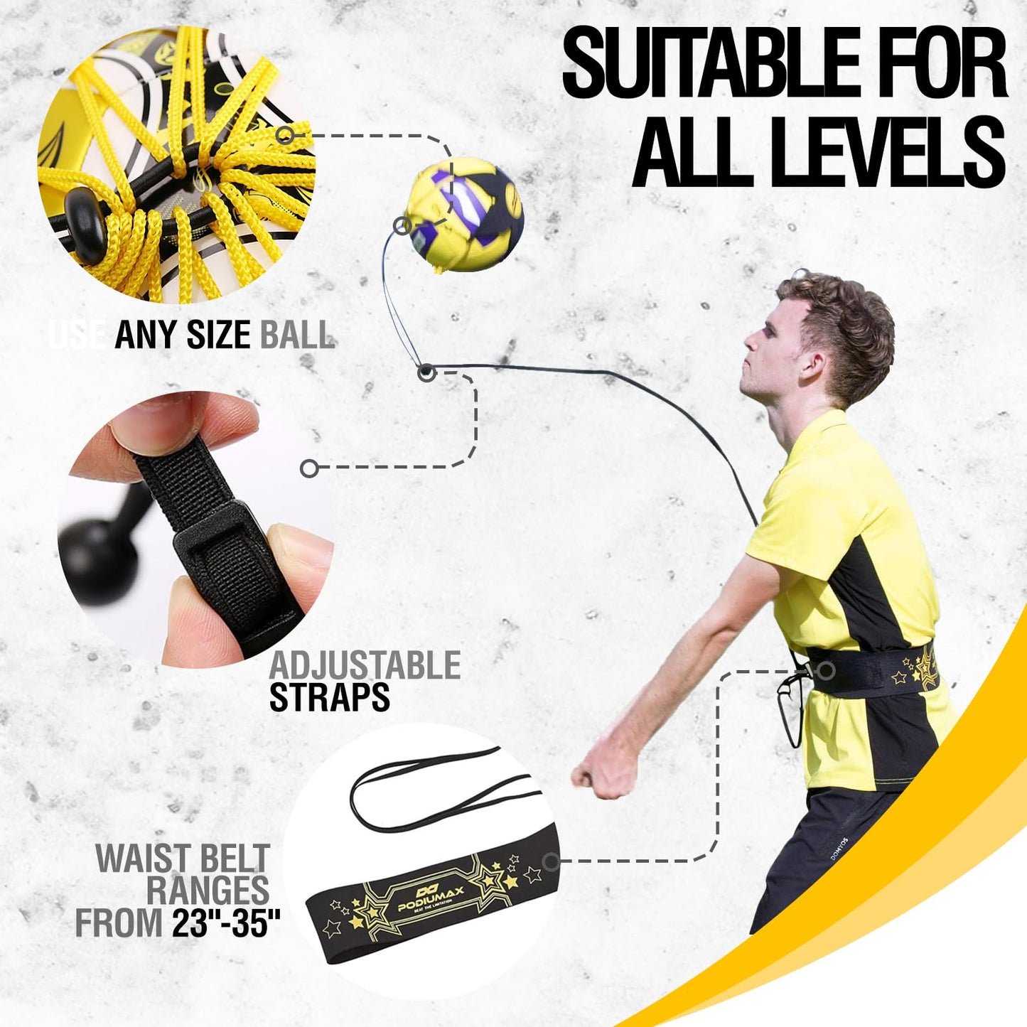PodiuMax Solo Volleyball Training Equipment Aid, Improve Serving, Setting & Spiking Skills, for Beginners and Pro