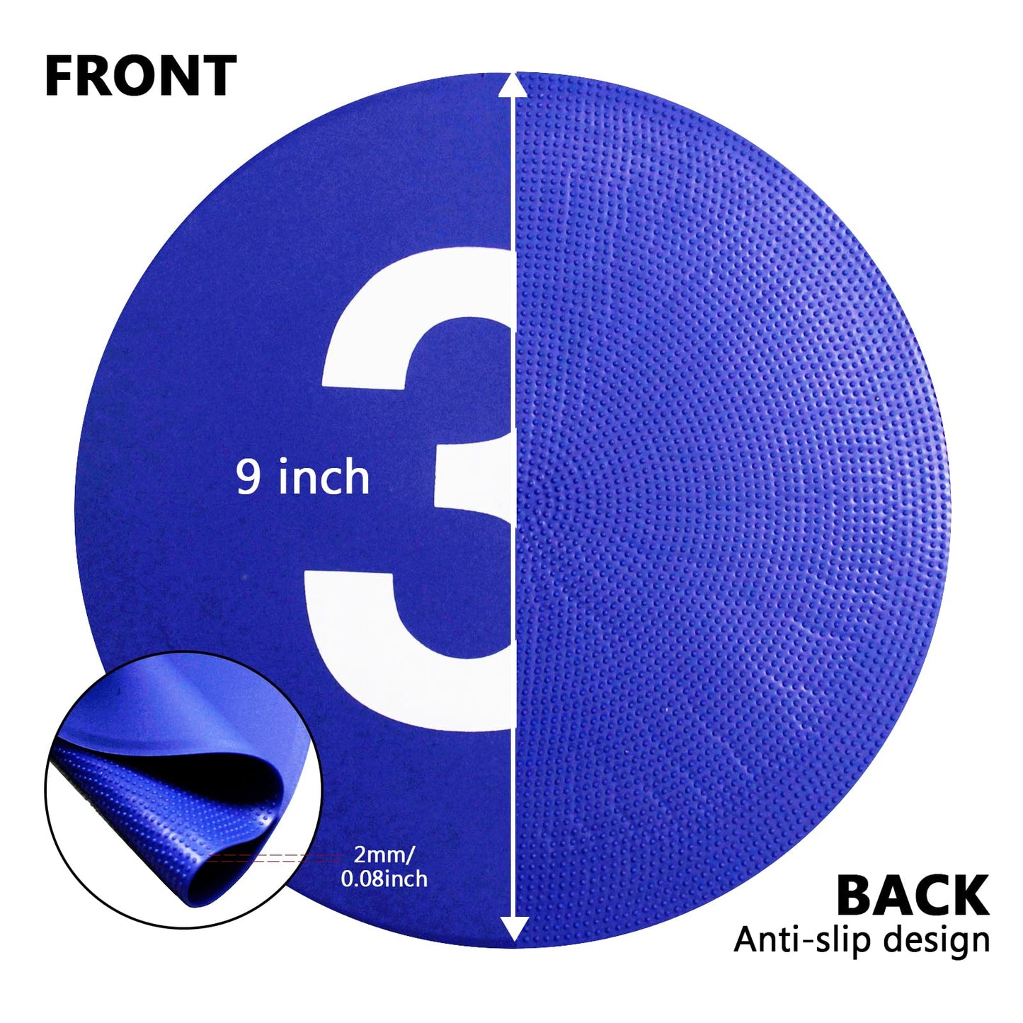 Nuburbur 9 Inch Poly Spots, 10 Anti-Slip Spot Markers Floor Spots, Waterproof Flat Filed Cones Poly Dots for Agility Drills, Basketball, Football Training, Sport Activities and Exercise