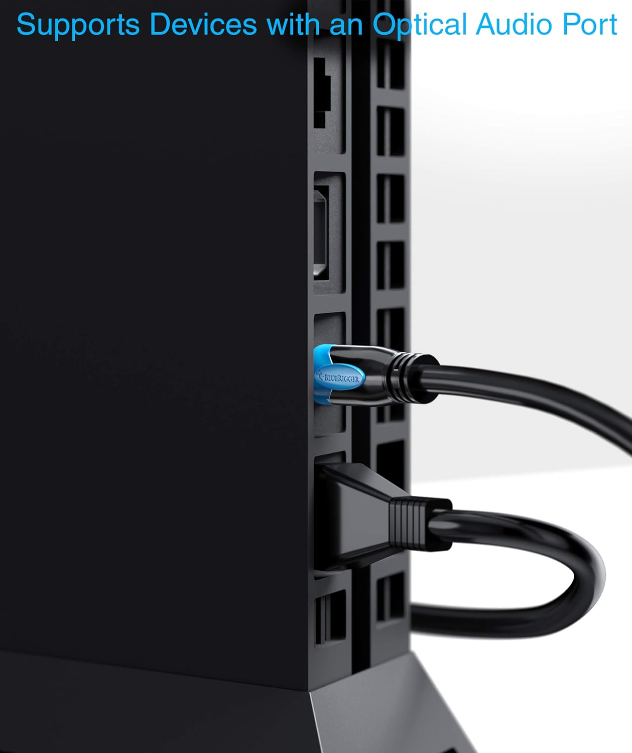 50FT CL3 24K PS4 BlueRigger Toslink - Digital Optical Audio Cable - - (Fiber Optic Cable, in-wall Rated, Gold-Plated)