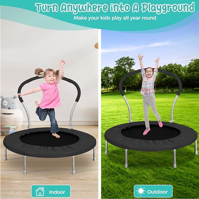 Mini Trampoline for Kids, Indoor Toddler Trampoline with Handle, Child Small Rebounder Trampoline for Indoor and Outdoor Use