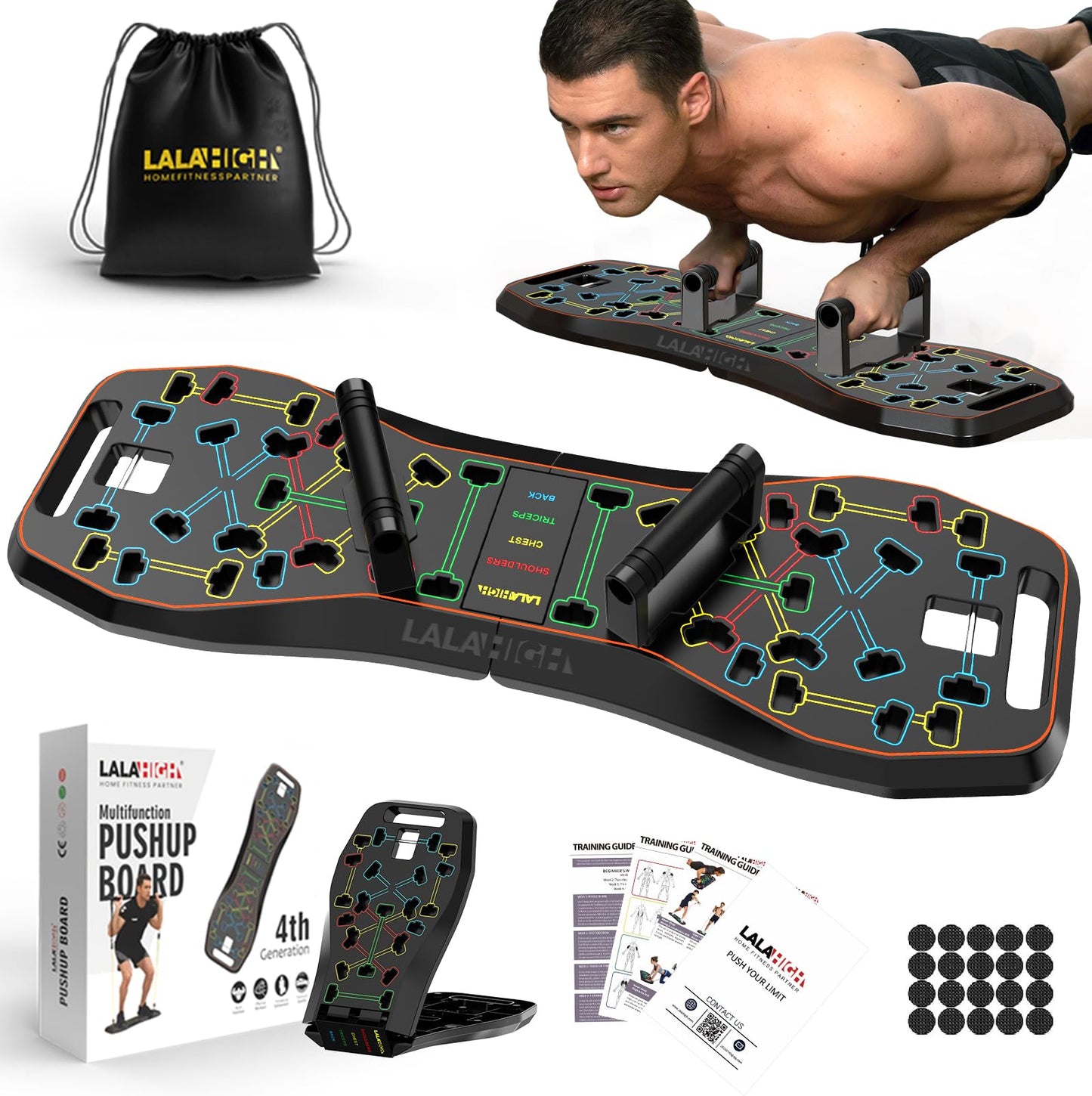 LALAHIGH Solid Push Up Board Fitness, Home Workout Equipment,Portable Foldable 36 in 1 Push Up Bar at Home Gym, Multi-Functional Pushup Handles for Floor. Professional Strength Training Equipment For Man and Women Burn Fat