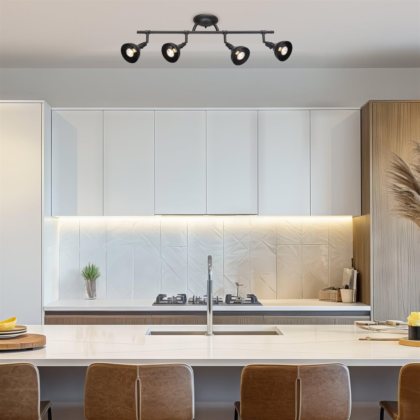 Kira Home Broadway 30" Modern Industrial 4-Light Fixed Track Lighting Kit, Directional Ceiling Light with Adjustable Spotlight Heads, Oil Rubbed Bronze Finish