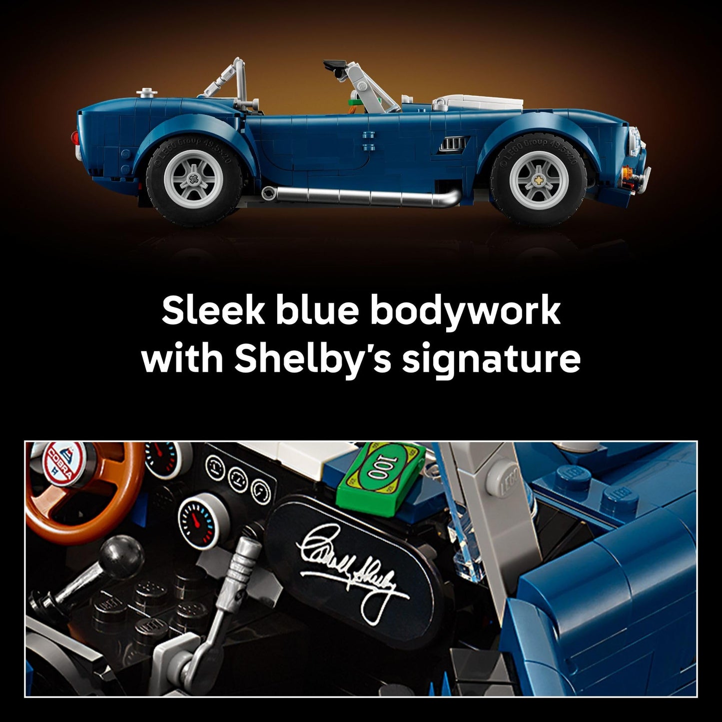 LEGO Icons Shelby Cobra 427 S/C Car Building Set for Adults - Bedroom, Office, or Book Shelf Decor for Sports Car Fans, Ages 18+ - Gift Idea for Birthdays - 10357