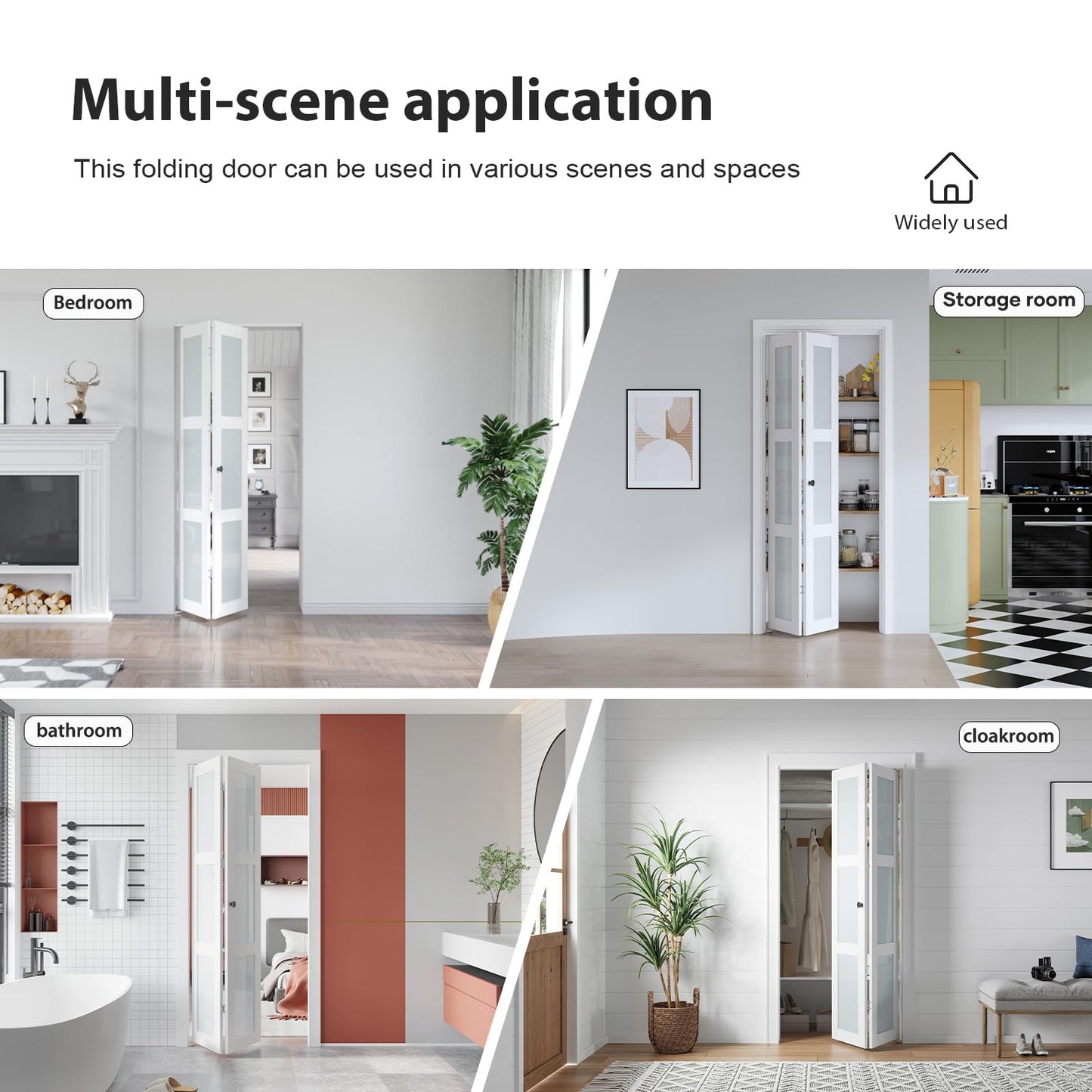 EaseLife Preassembled Bi-Fold Doors, for 32"x 80" Opening,Tempered Frosted Glass Closet Folding Barn Door with Concealed Hardware Kit,MDF Wood Panel,Water-Proof PVC Surface,Easy Installation