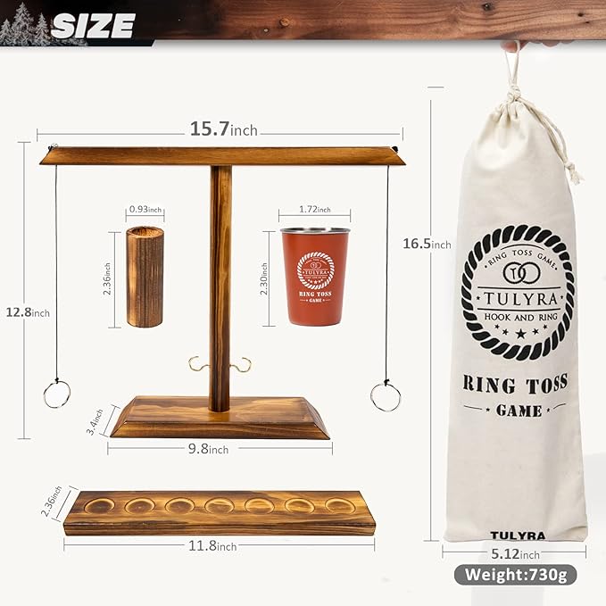 Ring Toss Game for Adults, Hook and Ring Game with Exclusive Carrying case & Unique Stainless Mini Cup, Super Easy to Assemble, XL Size(15.7" X 13"), Outdoor, Family