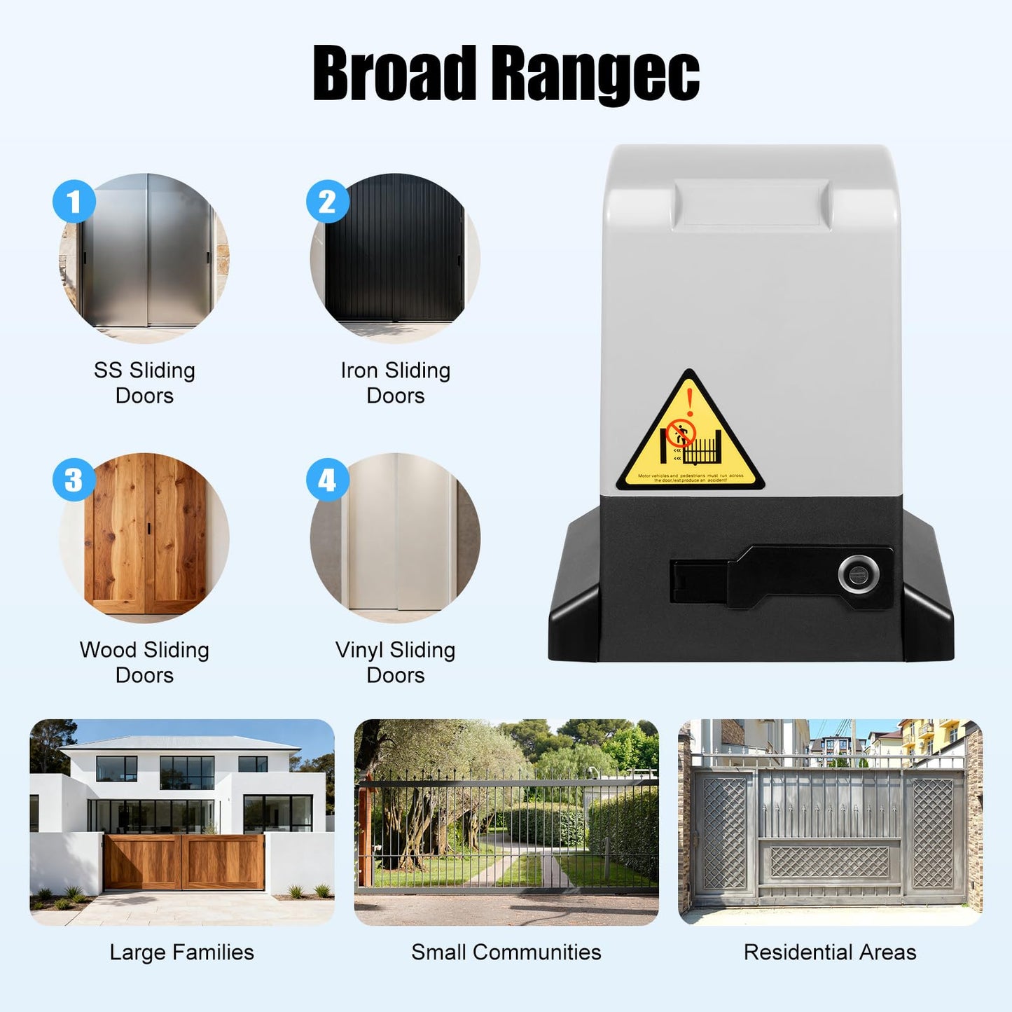 AKSDSGA 3968LBS Automatic Sliding Gate Opener with 2 Remote Controls, 750W Garage Door Motor Electric Gate Operator Hardware Kit for Sliding Doors Up to 39.3ft