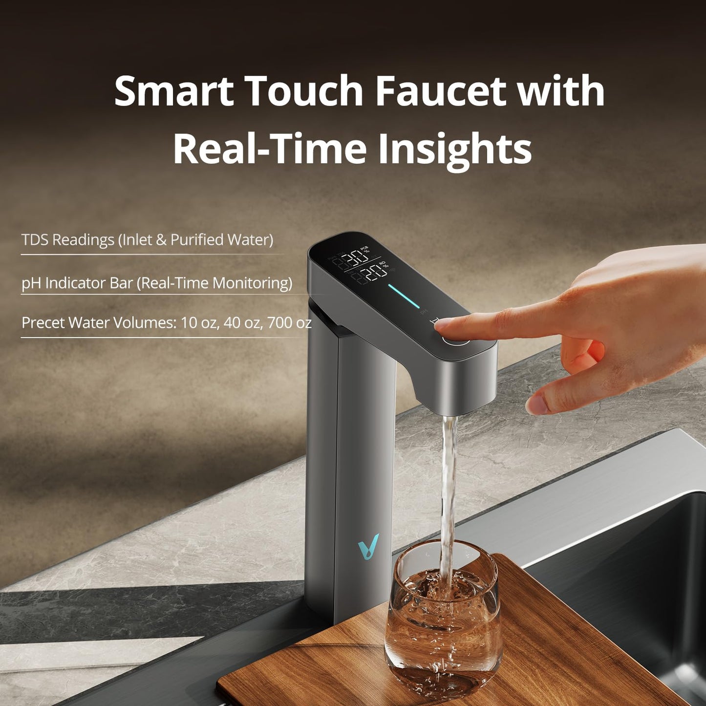 VIOMI Master M1 1000 GPD Reverse Osmosis Alkaline Mineralization pH+ Water Filter, Lead & PFAS Reduction, Under Sink Tankless RO System, NSF/ANSI 42 & 58 & 372, Smart Faucet & App Monitor, BPA Free