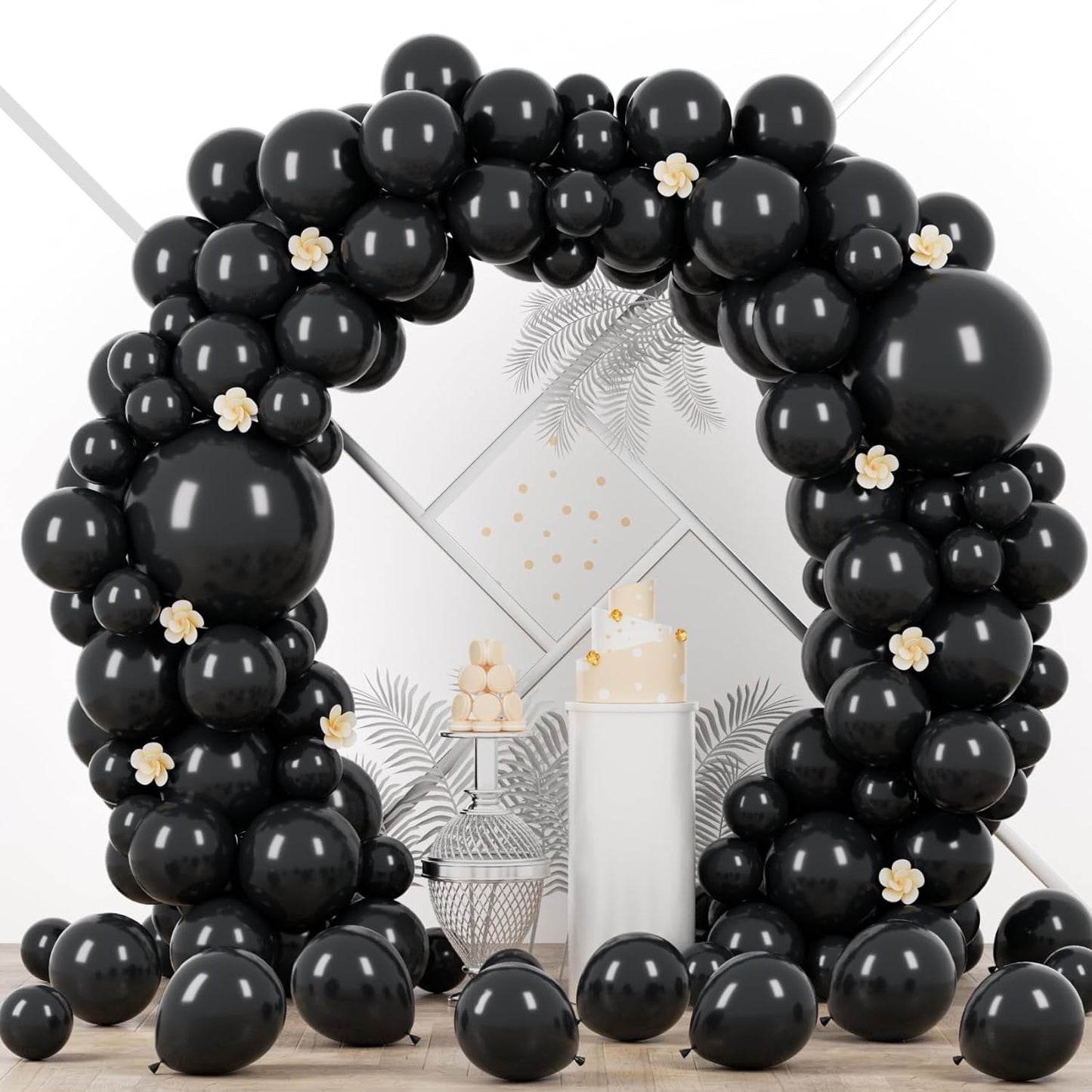 Voircoloria Black Balloon Garland Arch Kit - 90 Pack in 18/12/10/5 Inch Sizes for Graduation, Weddings, and Parties