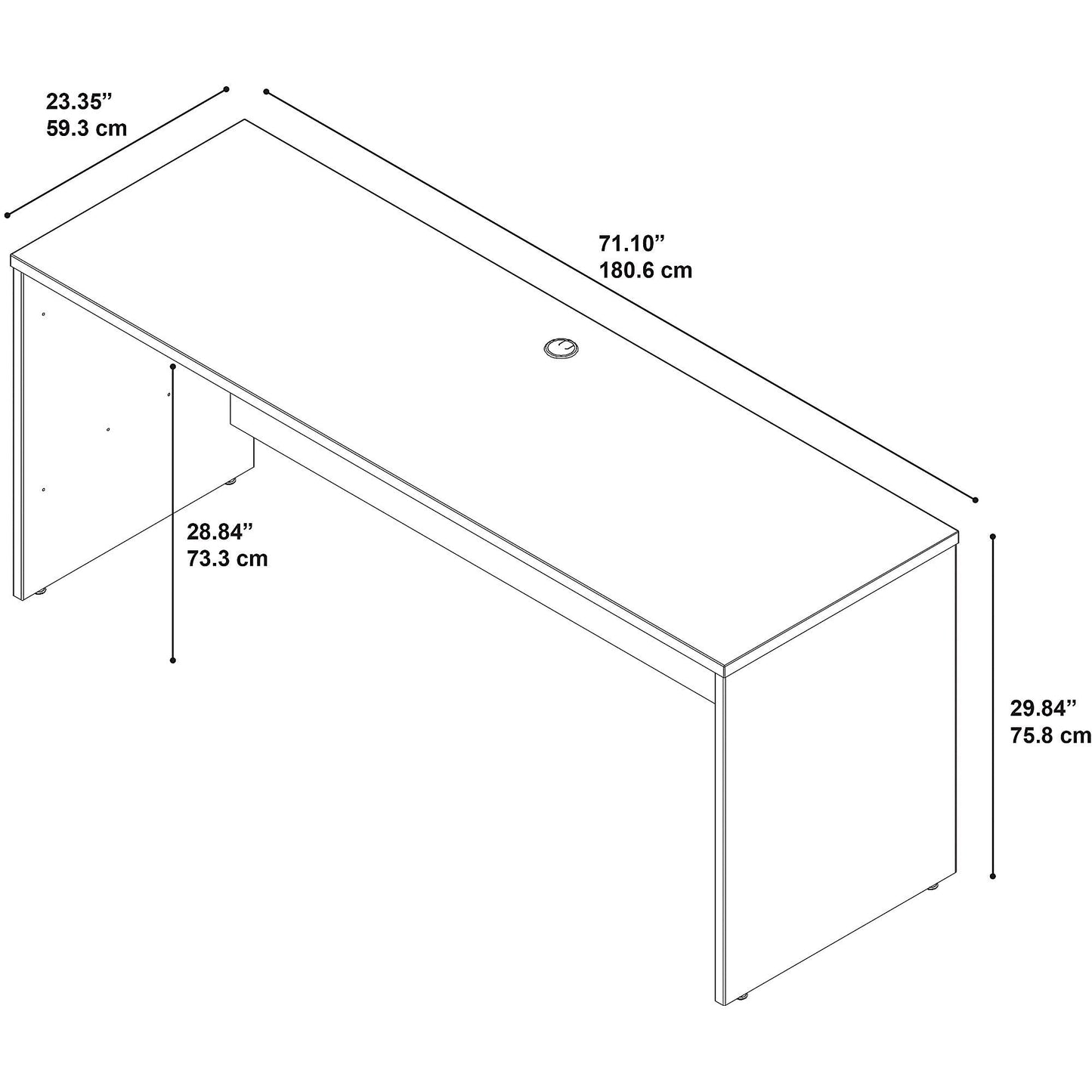 Bush Business Furniture Series C 72W Credenza Desk in Hansen Cherry, Large Computer Table for Home and Professional Office
