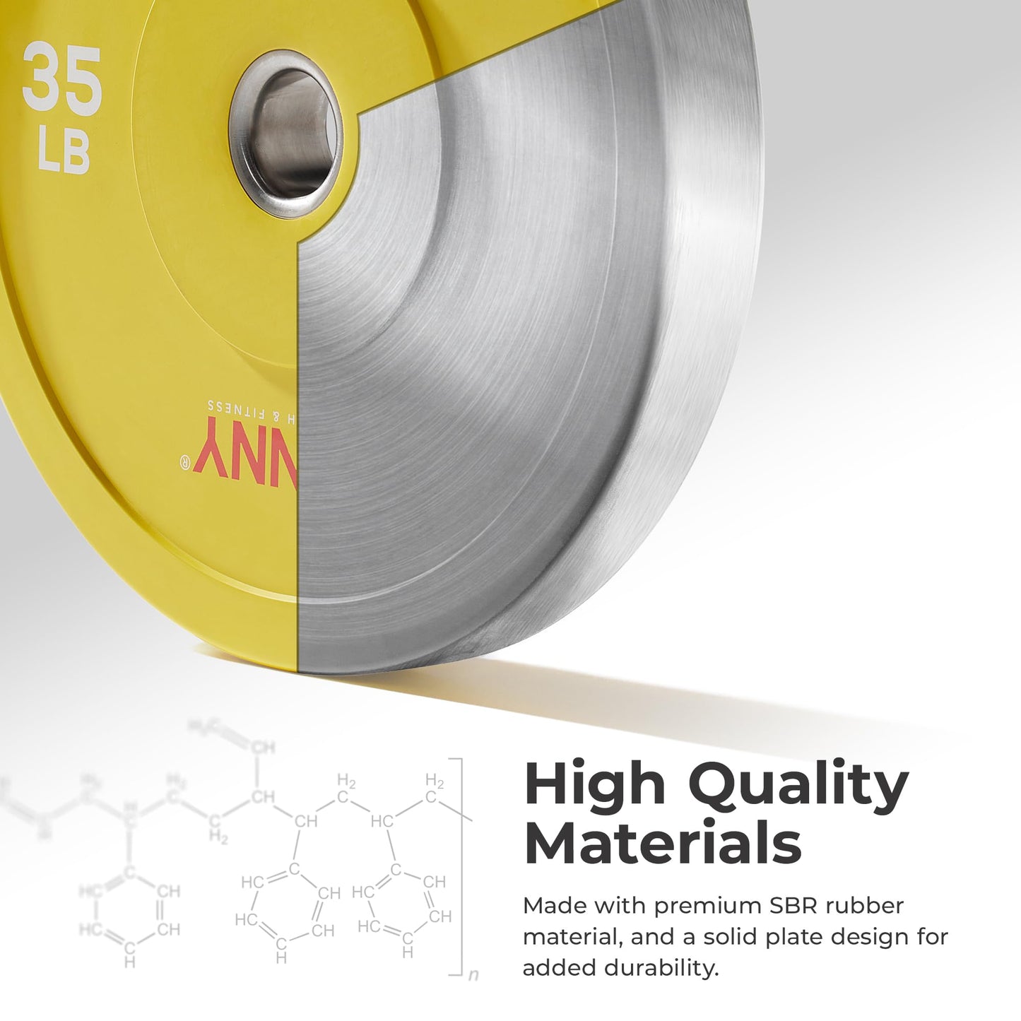 Sunny Health & Fitness Elite 2-Inch Rubber Olympic Bumper Weight Plate 10, 15, 25, 35, 45 & 55 LB w/ Steel Hub for Home Gym, Body Building, Strength Training, Barbell, Deadlifts, Weightlifting 45 POund (single)- SF-OP01-45