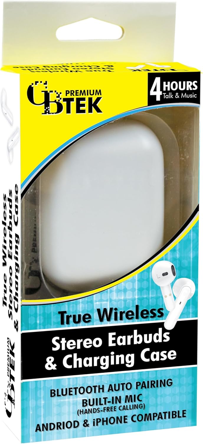 CBTek Seamless 40 Wireless Bluetooth Earbuds, with Any iPhone and Android, Built-in Mic with Charging Case, Deep Bass