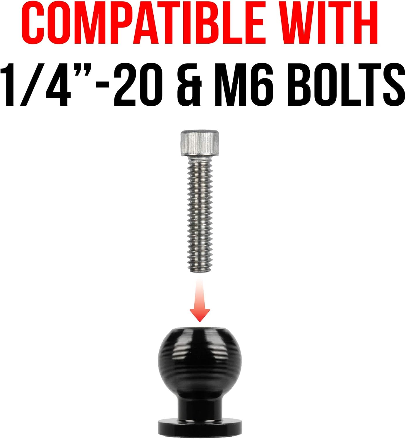 Tackform 20mm 1/4"-20 (6mm) 20 1" 25mm Aluminum Ball with Thru Hole | Enduro Series | NOT for Use with / / B-Sized Ball