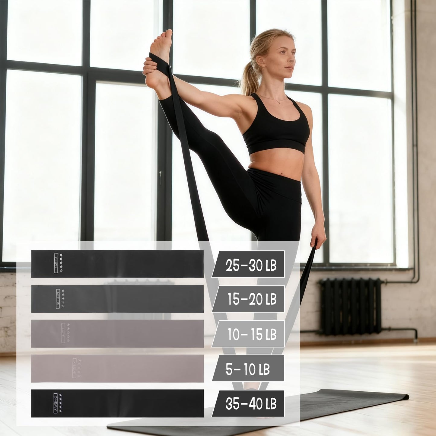 21 Pcs Pilates Ring Circle Set for Women, Includes Ball Yoga, Ring Stretching, Strap Bands, Non Slip Socks, Back Bags for Workout, Commonly Used for Yoga, Pilates, Stretching, Fitness(Black,Gray)