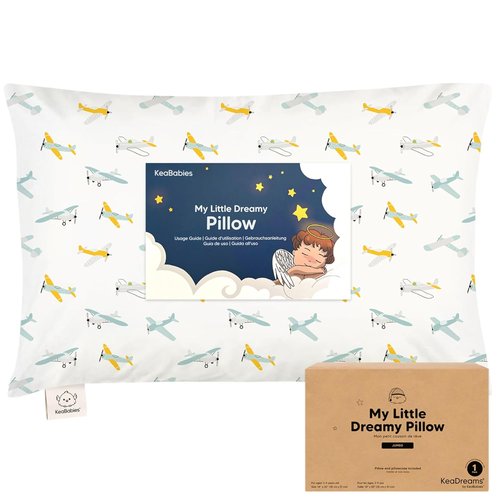 KeaBabies Toddler Pillow - Jumbo 14x20 Soft Organic Cotton | Machine Washable for Travel & Toddler Bed Set
