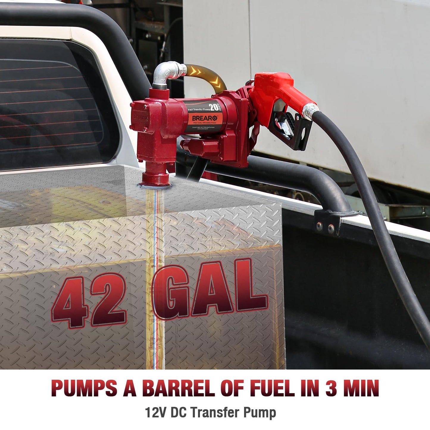 Fuel Transfer Pump 12V DC 20 GPM, High-Flow Cast Iron Heavy-Duty Pump for Gasoline, Diesel, Kerosene, Ethanol, Methanol, and Biodiesel