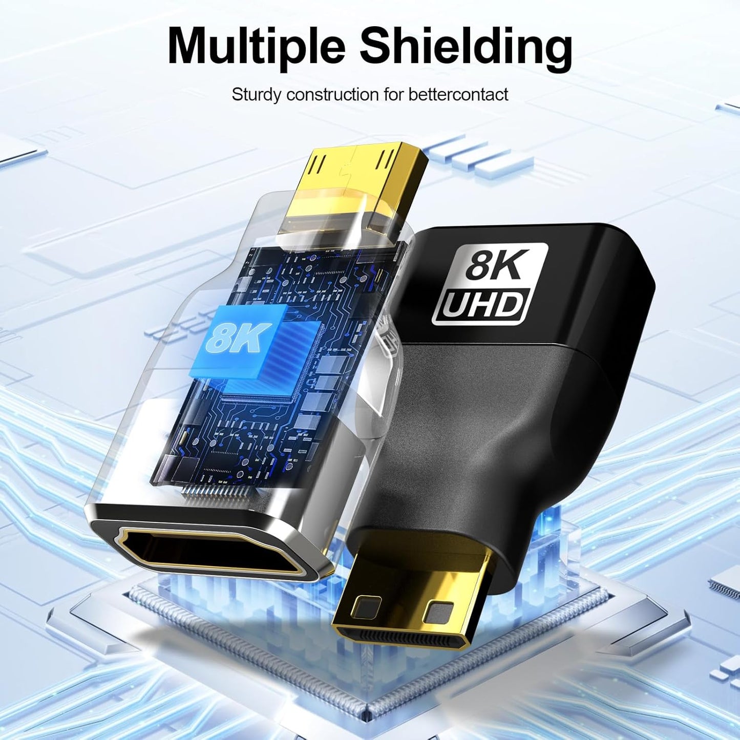 JHAOUS 8K@60Hz 4K@144Hz Mini HDMI to HDMI Adapter, Gold-Plated Converter, Female to Mini HDMI Male Adapter for DSLR