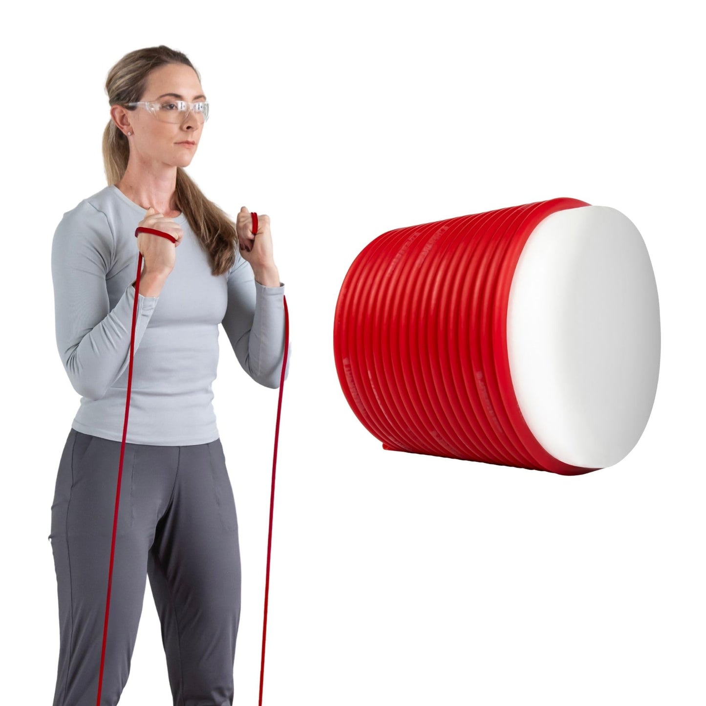 THERABAND Latex Resistance Tubing, Red, Medium Level 2, 25 ft Roll, Professional Grade for Upper and Lower Body Workouts, Cut-to-Length, Color-Coded Resistance Levels
