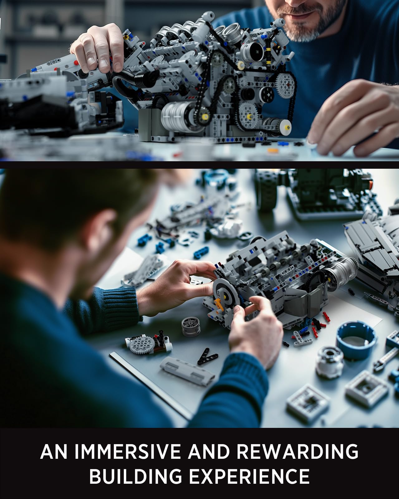 Nifeliz V8 Engine Building Set, Exclusive Advanced Collector's Engine Model, Physical Science Experiment Toy for Adults, Home or Office Décor (2725 PCS, NF10287)