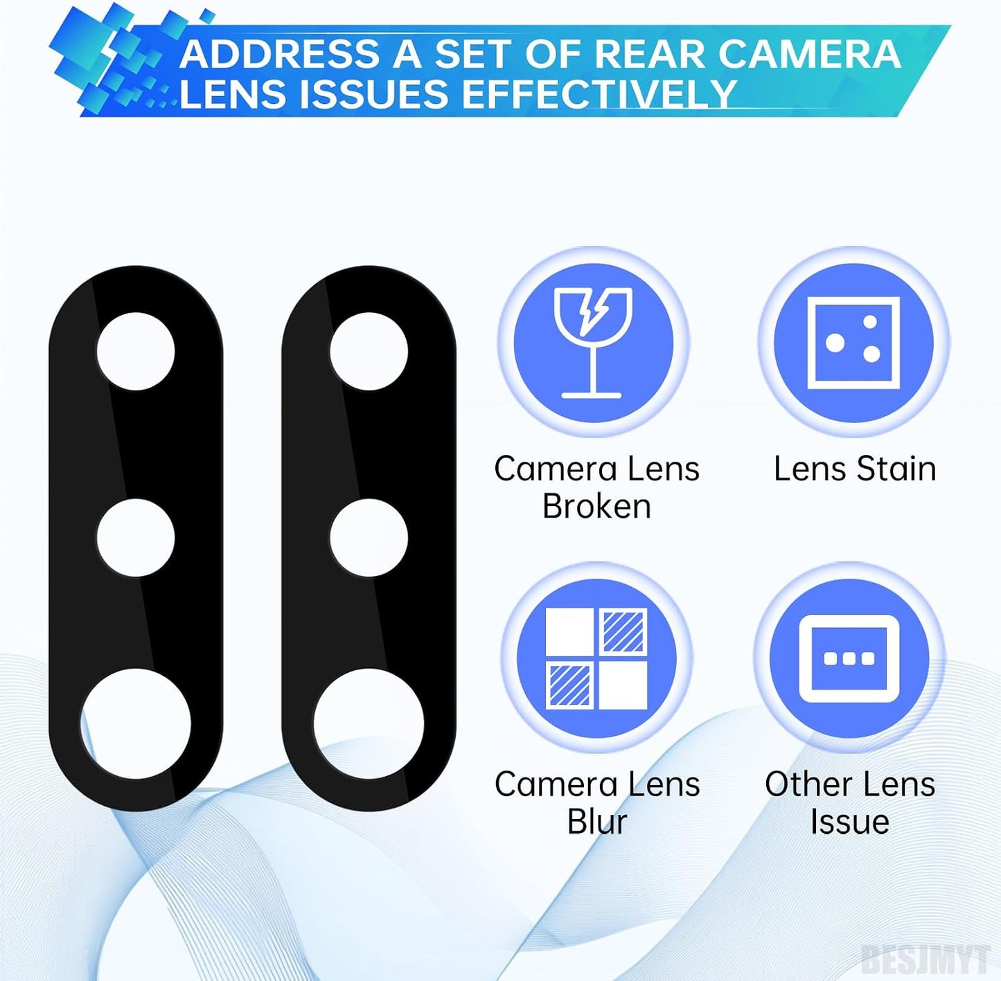 2 Pack A20s A20s SM-A207F for Samsung Galaxy Rear Camera Lens Replacement Adhesive Back Camera Glass Lens with Full Fix