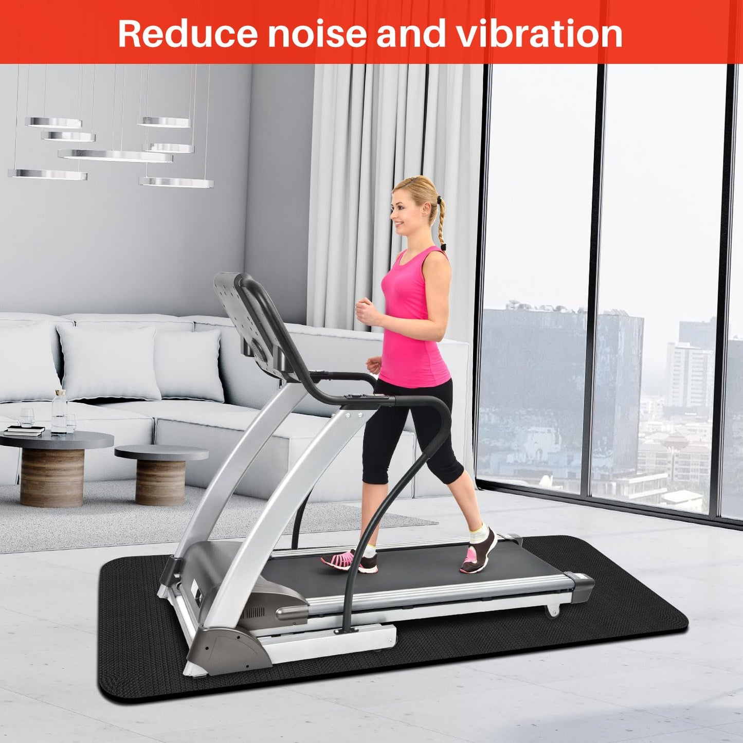 Treadmill Walking Pad Mat for Carpet Floors,32x84 Foldable Treadmill Mat for Hardwood Floors, Non-Slip Exercise Equipment Mat for Under Exercise Bike, Walking Pad & Elliptical, Noise Shock Absorption