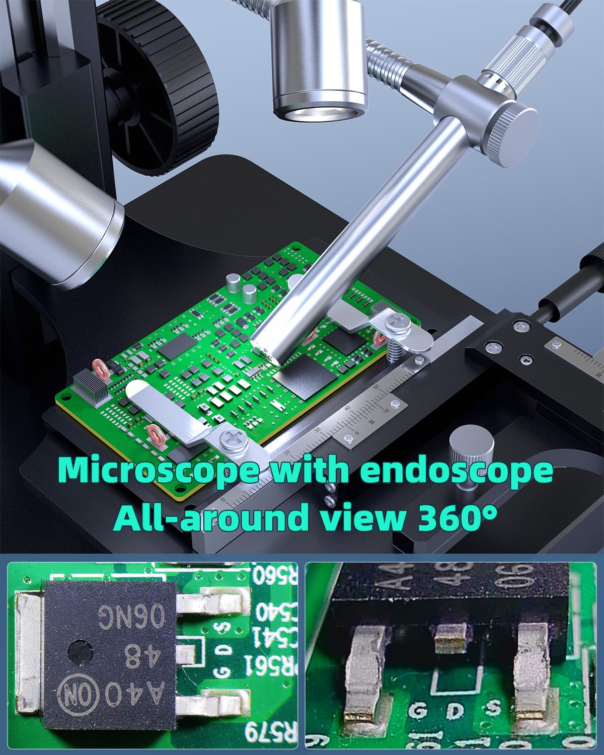 JOYALENS JL269S 5 Lens 10.1'' HDMI Digital Microscope 5000X with Endoscope, 24MP Biological Microscope for Adults Kids Home Lab, Coin Microscopes Full View for Error Coins, Windows PC Compatible, 32GB