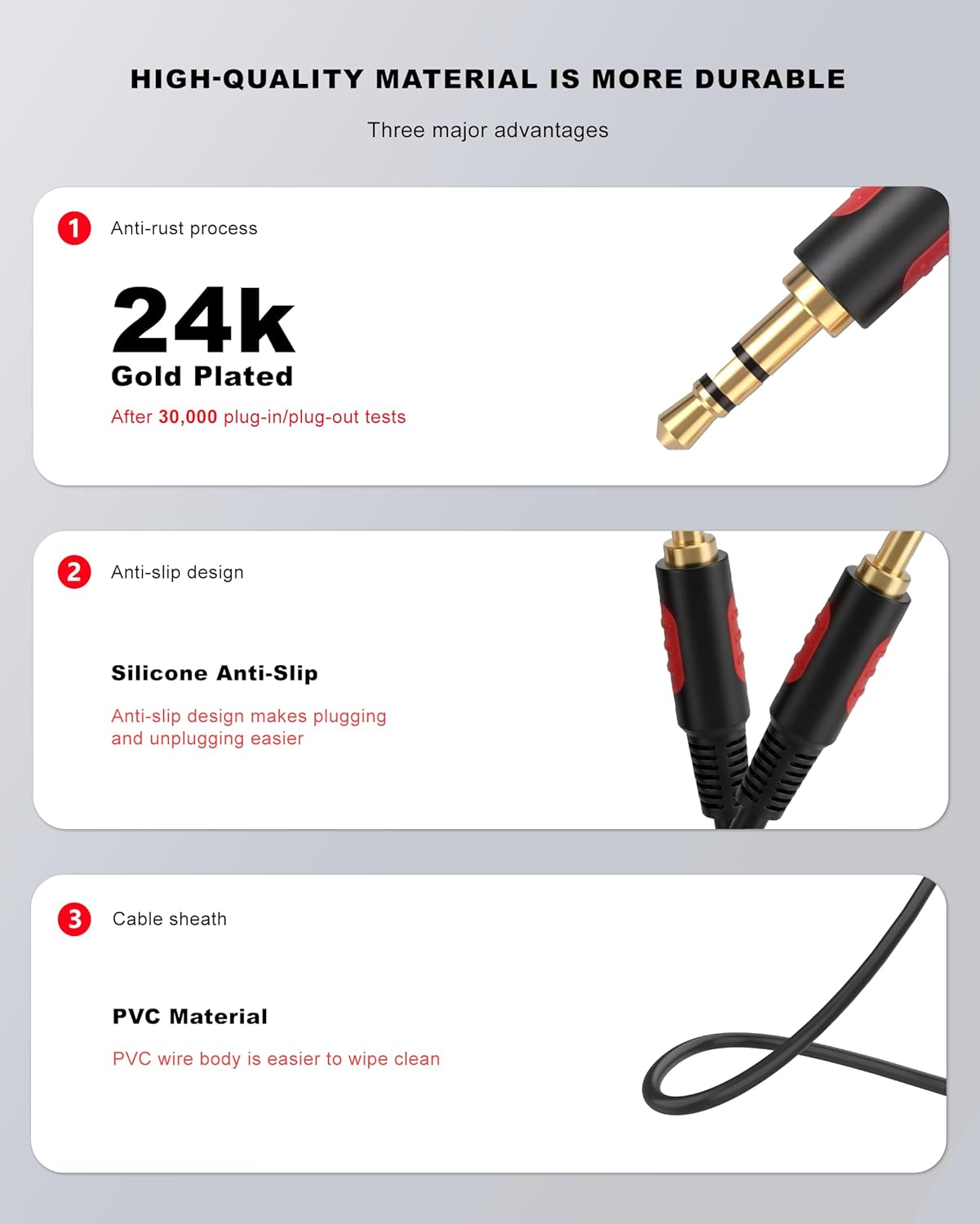 LDKCOK 3.5mm 6ft, Male to Male Audio Aux Cable AUX Cable for Beats Headphones, iPods, iPhones, iPads, Home/Car Stereos